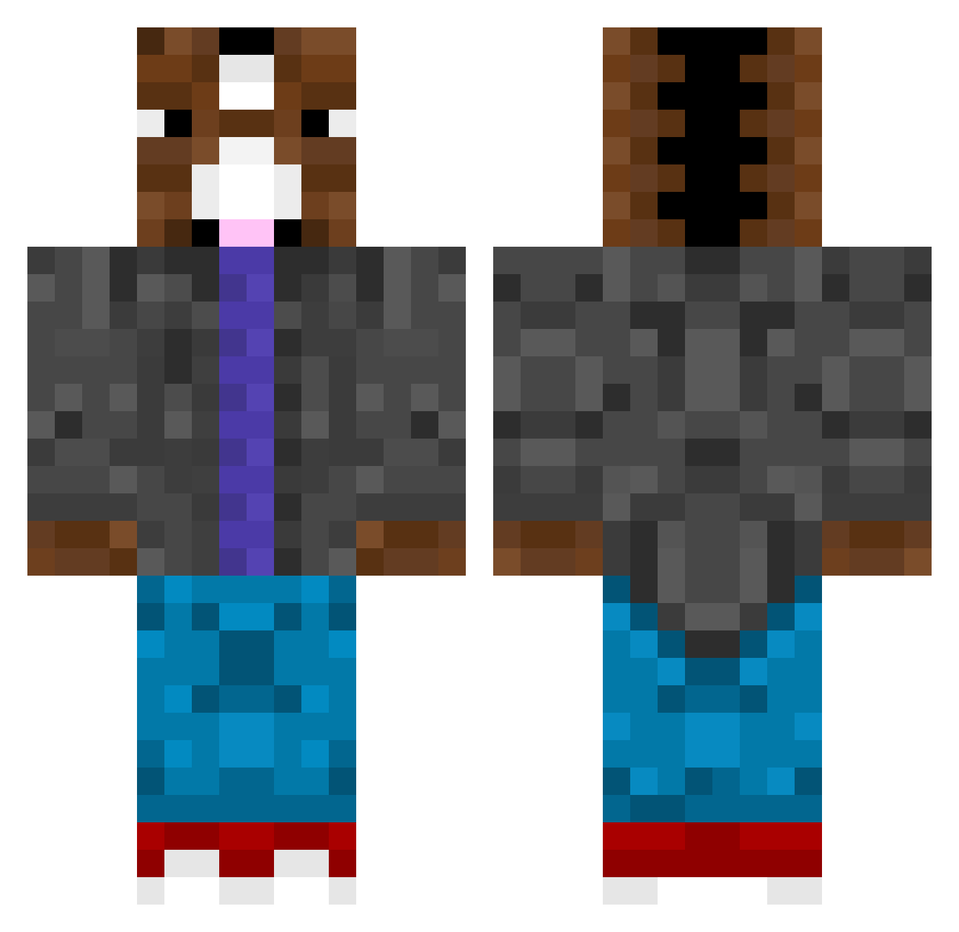 br6dy Minecraft skin, front and back view