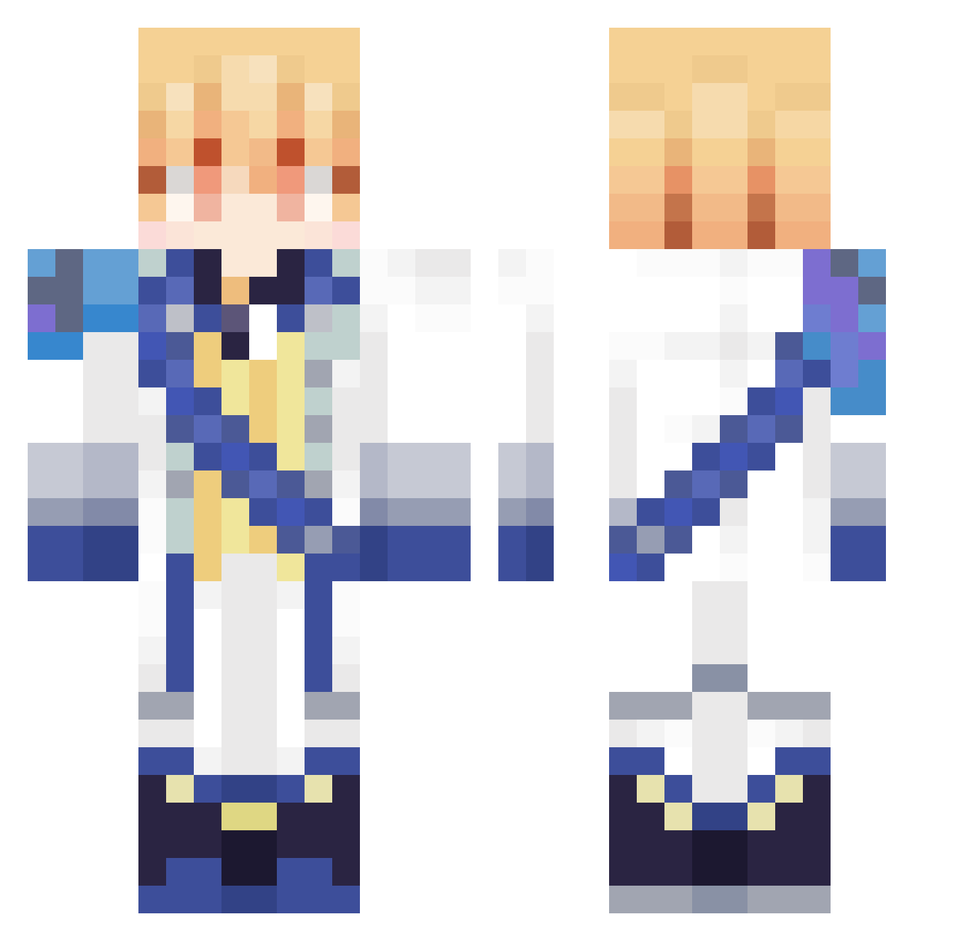R3st1ng Minecraft skin, front and back view