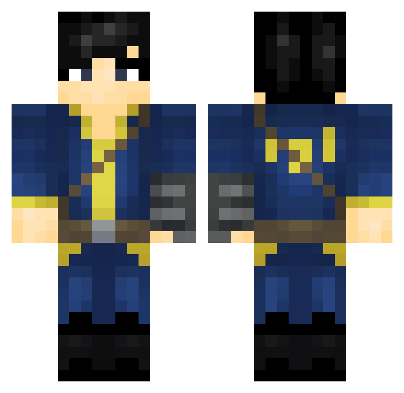 Helito Minecraft skin, front and back view
