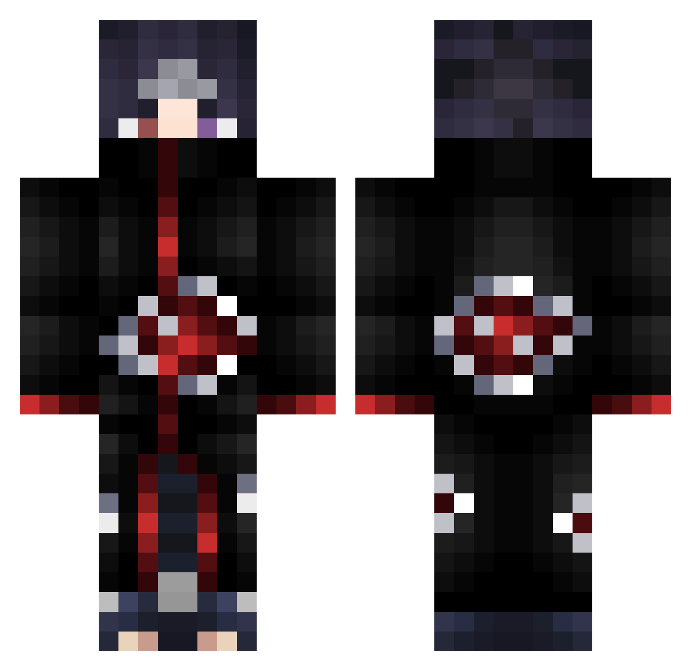 YaseSki Minecraft skin, front and back view