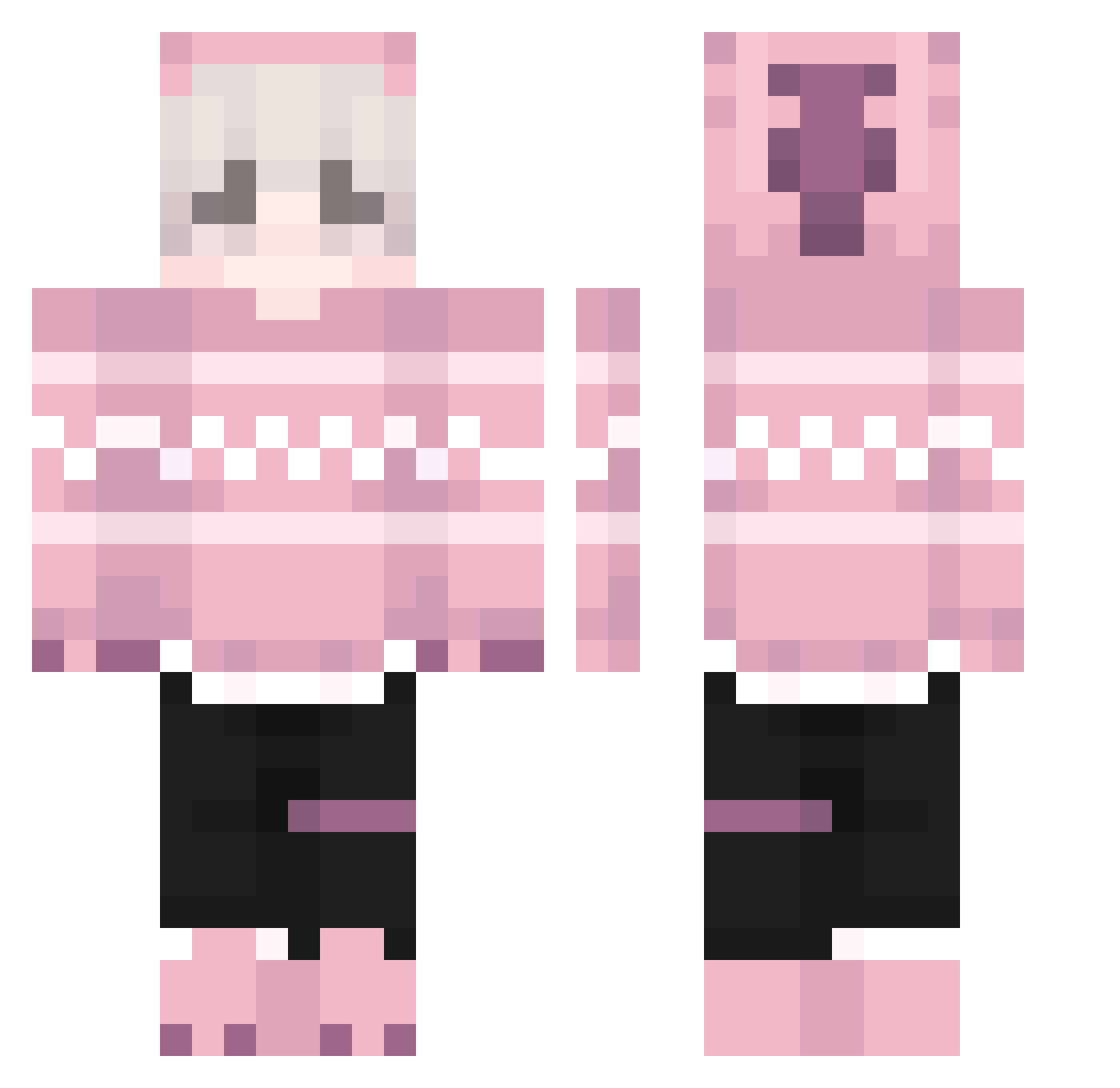 PanZagadka Minecraft skin, front and back view