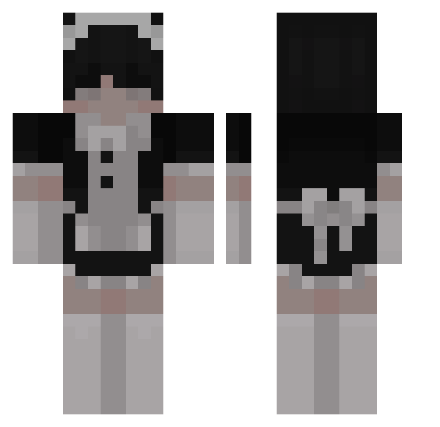 Mysticloom69 Minecraft skin, front and back view