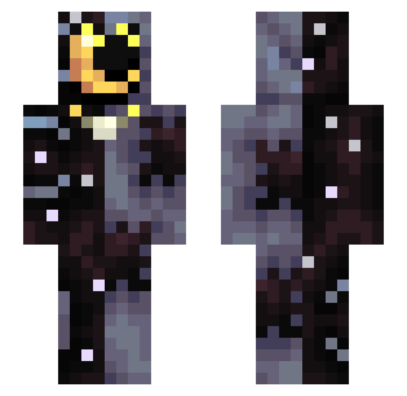 Quzy_Void Minecraft skin, front and back view