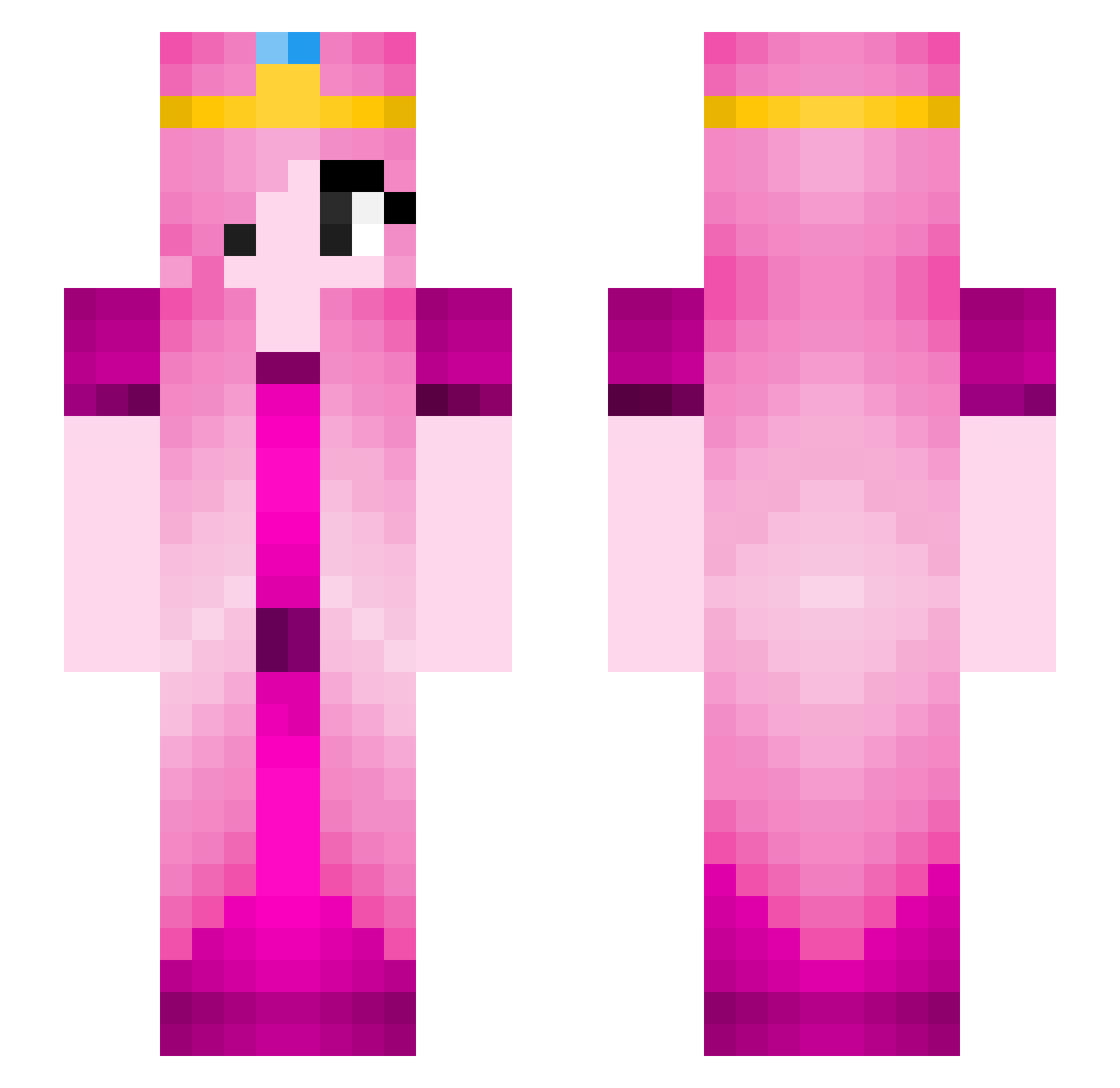 PrincessVespa Minecraft skin, front and back view