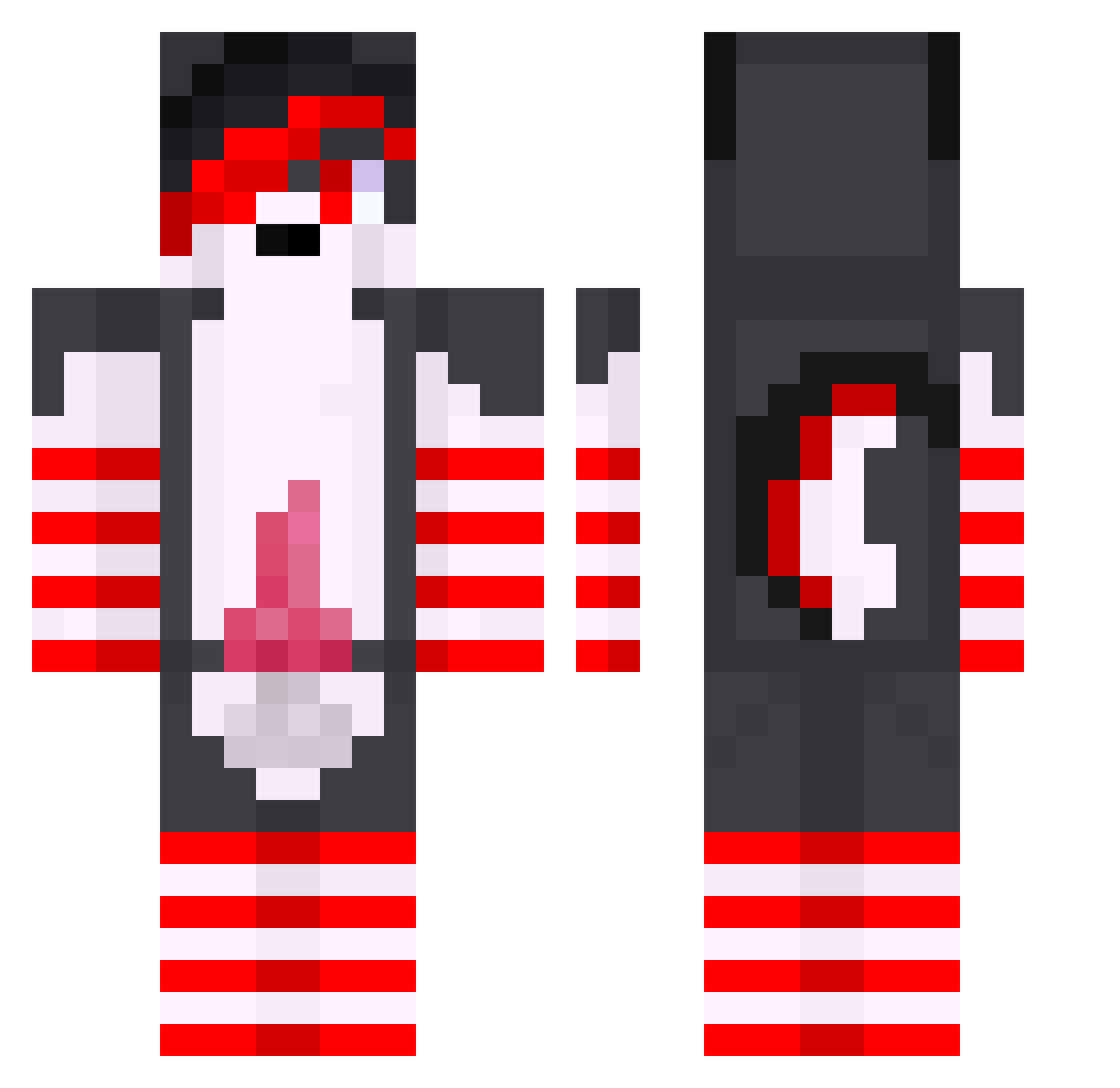 ThomasHaganChad Minecraft skin, front and back view