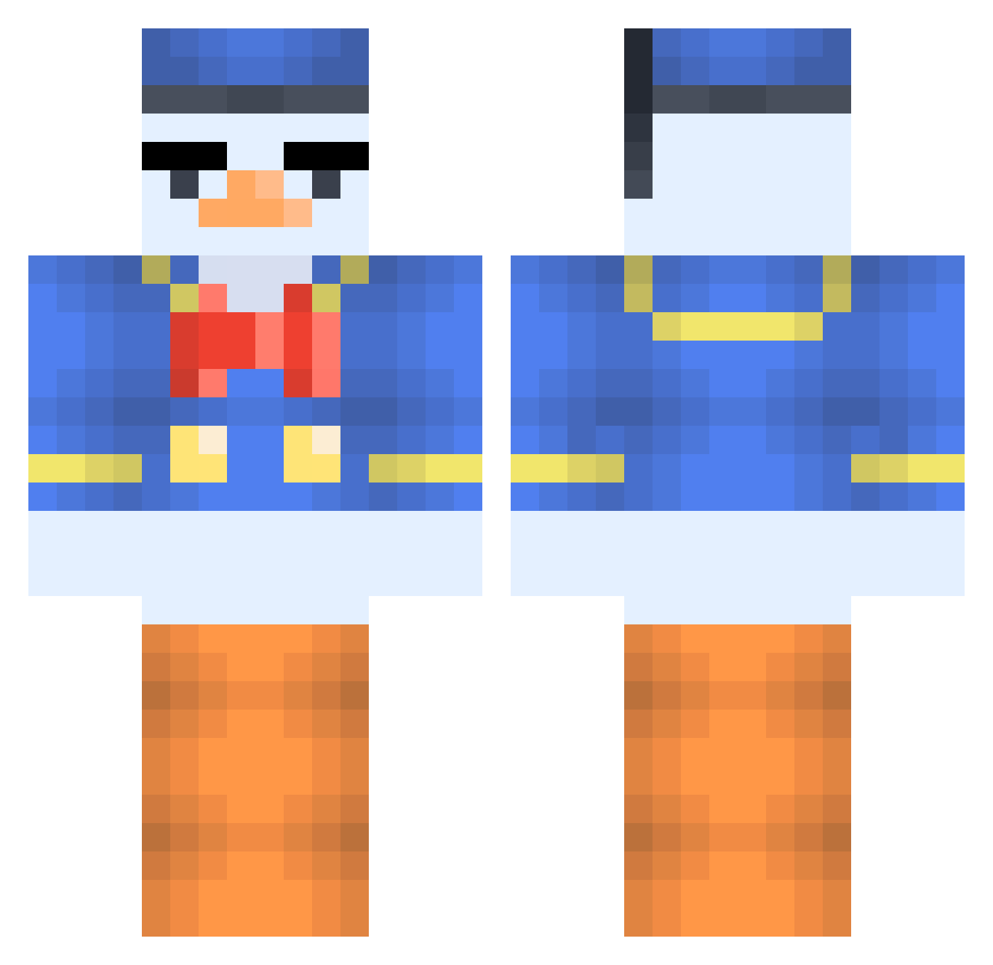 Versifying Minecraft skin, front and back view