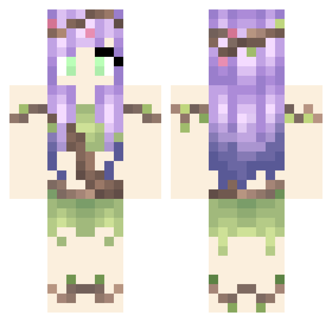 fluffyee Minecraft skin, front and back view