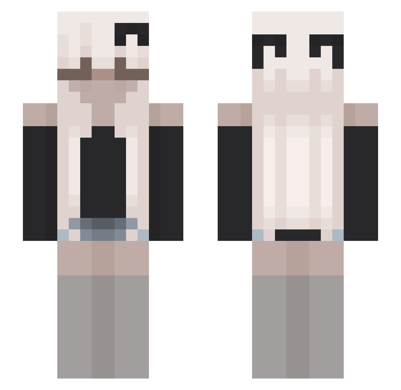 heartlxve Minecraft skin, front and back view
