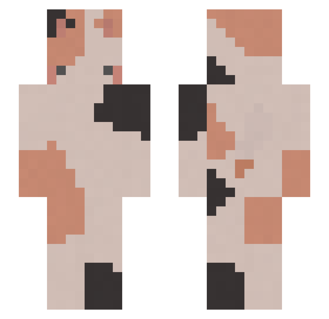 Aradforst Minecraft skin, front and back view