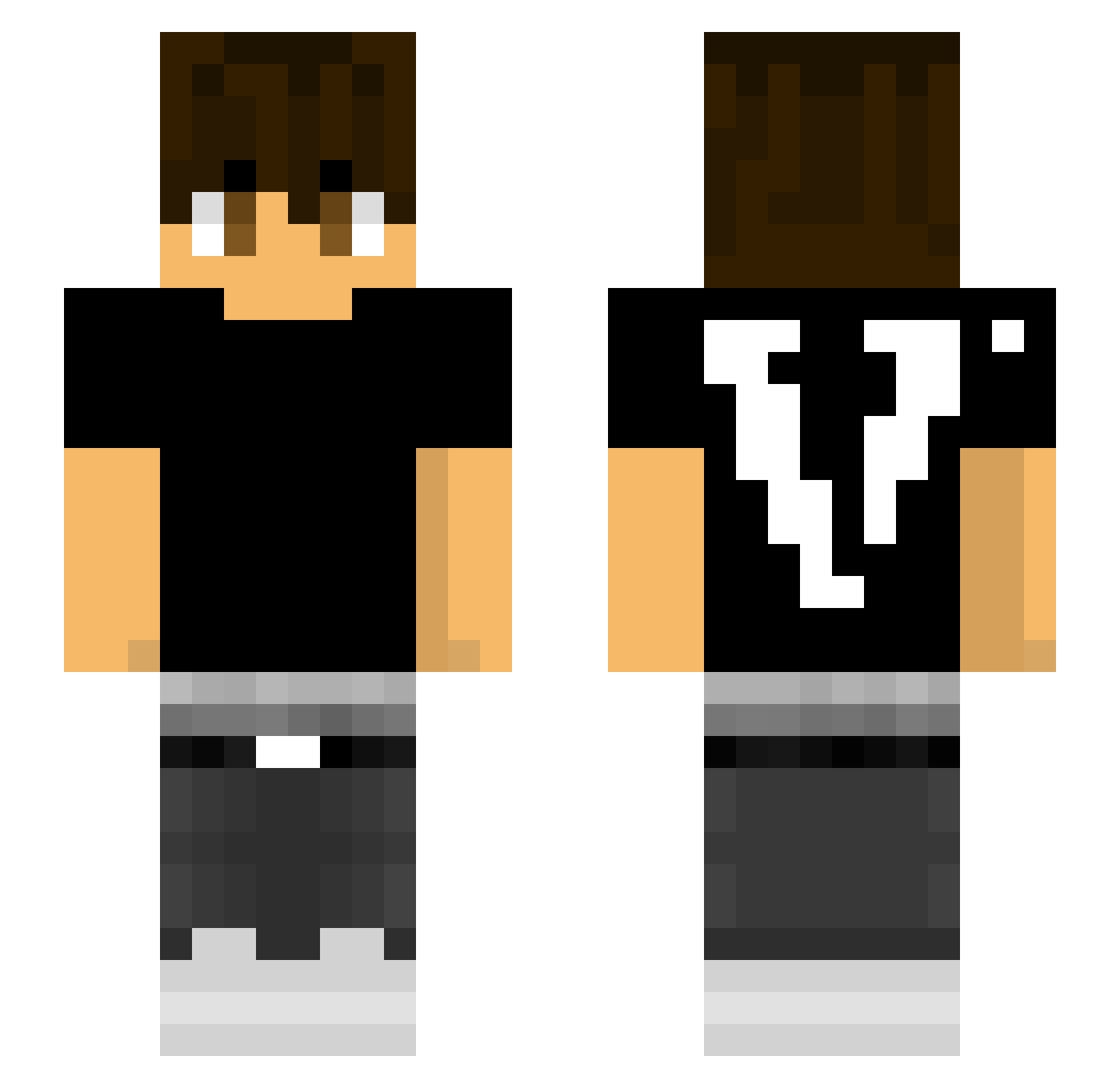 xPopi Minecraft skin, front and back view