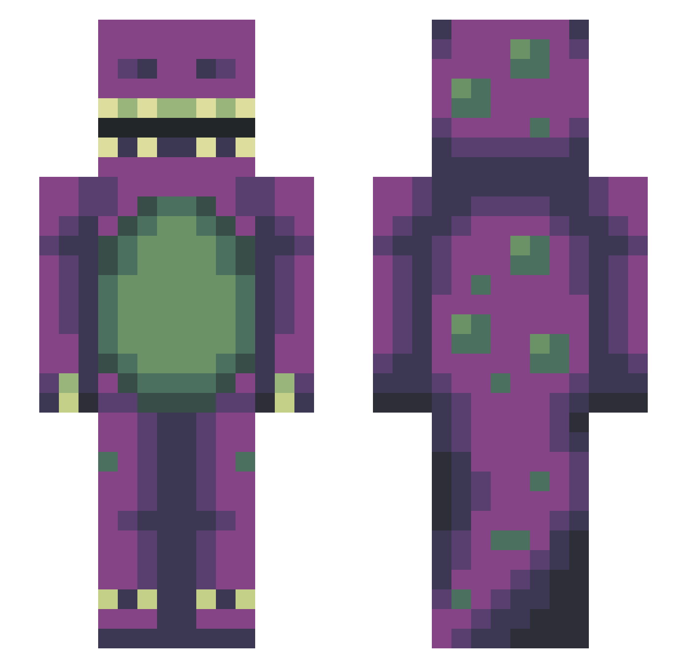 Latencyed Minecraft skin, front and back view