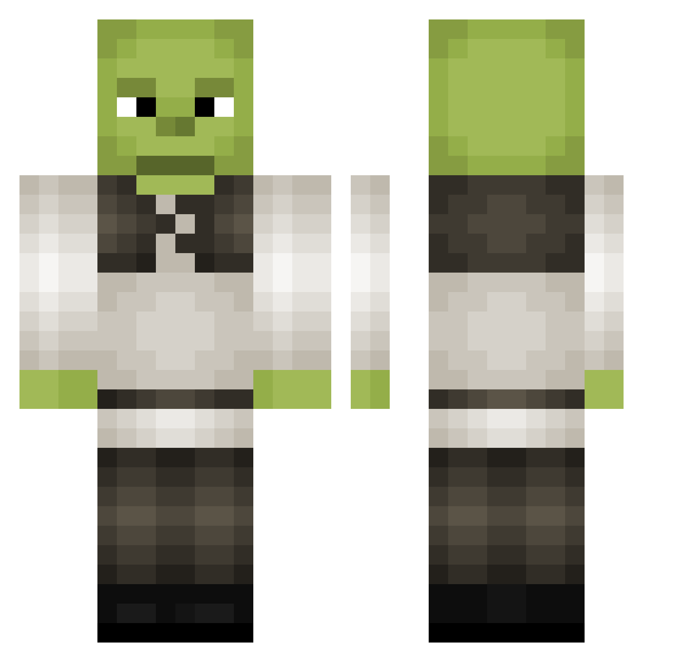 Streler Minecraft skin, front and back view