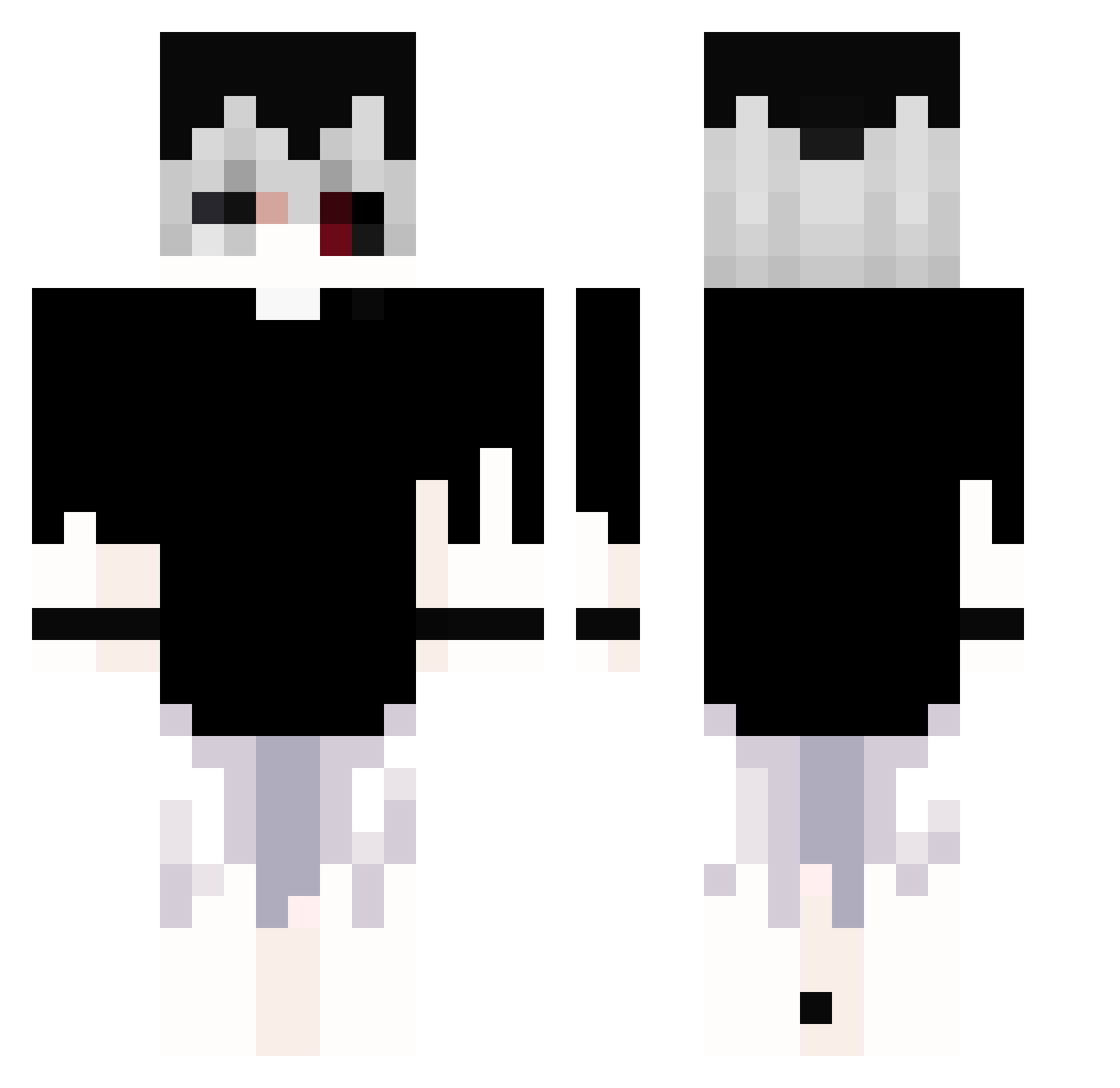 zxcrayzed Minecraft skin, front and back view