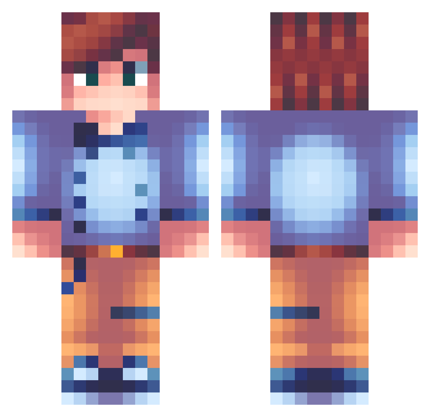 vainery Minecraft skin, front and back view