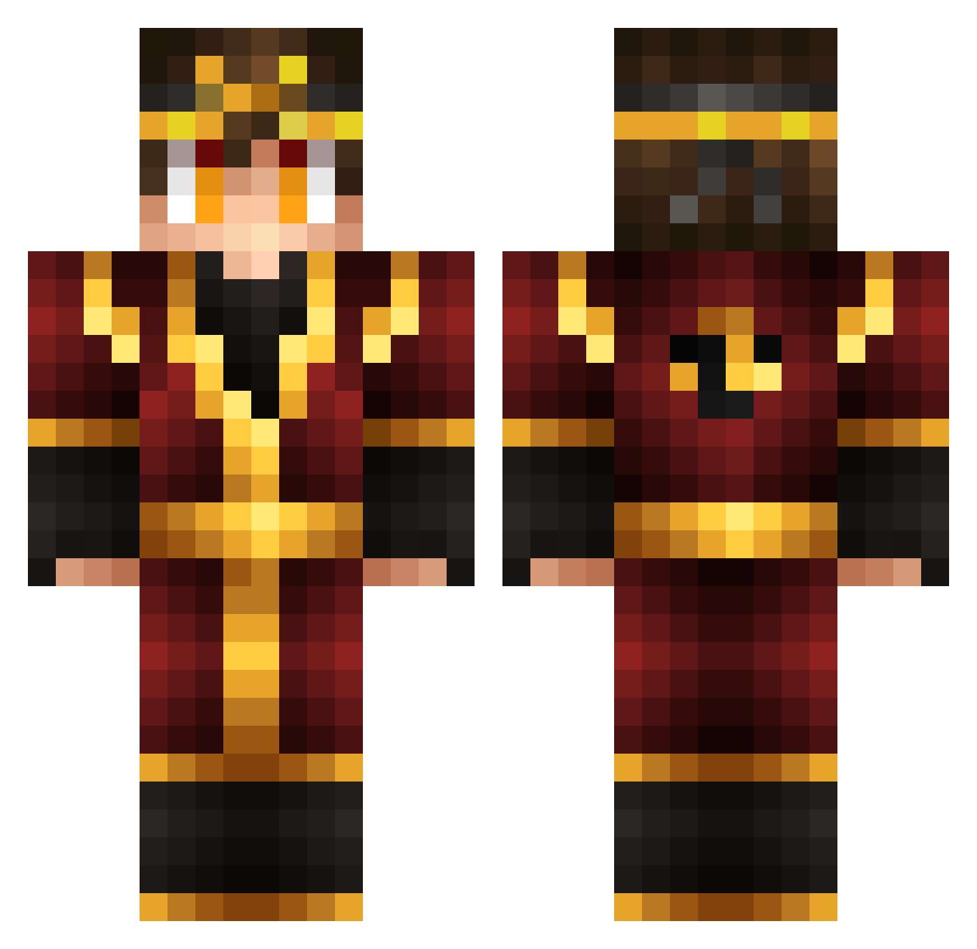 Oustoky Minecraft skin, front and back view