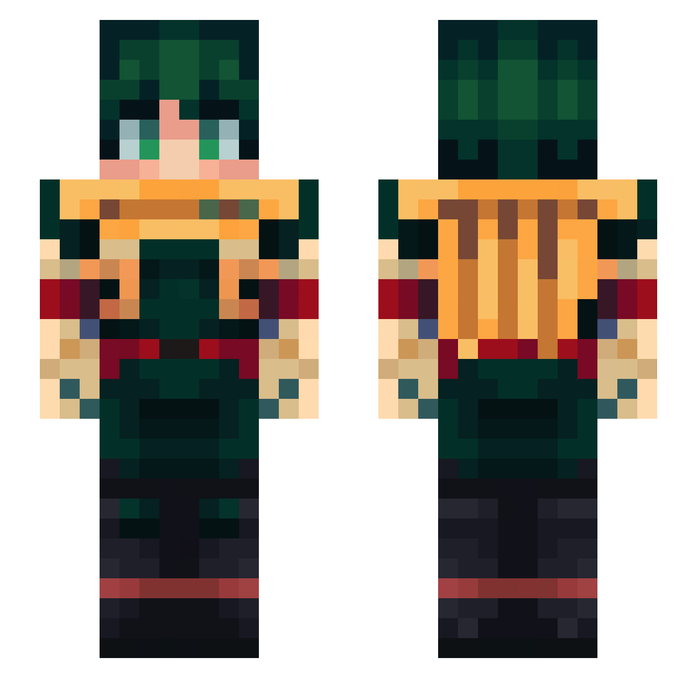 hadrielham Minecraft skin, front and back view