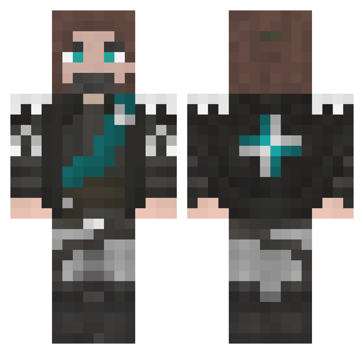 J4FFACAKE Minecraft skin, front and back view