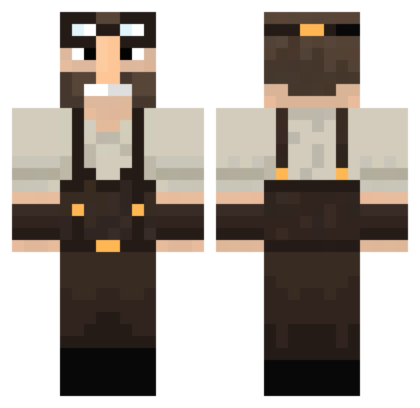 EctoMorph Minecraft skin, front and back view