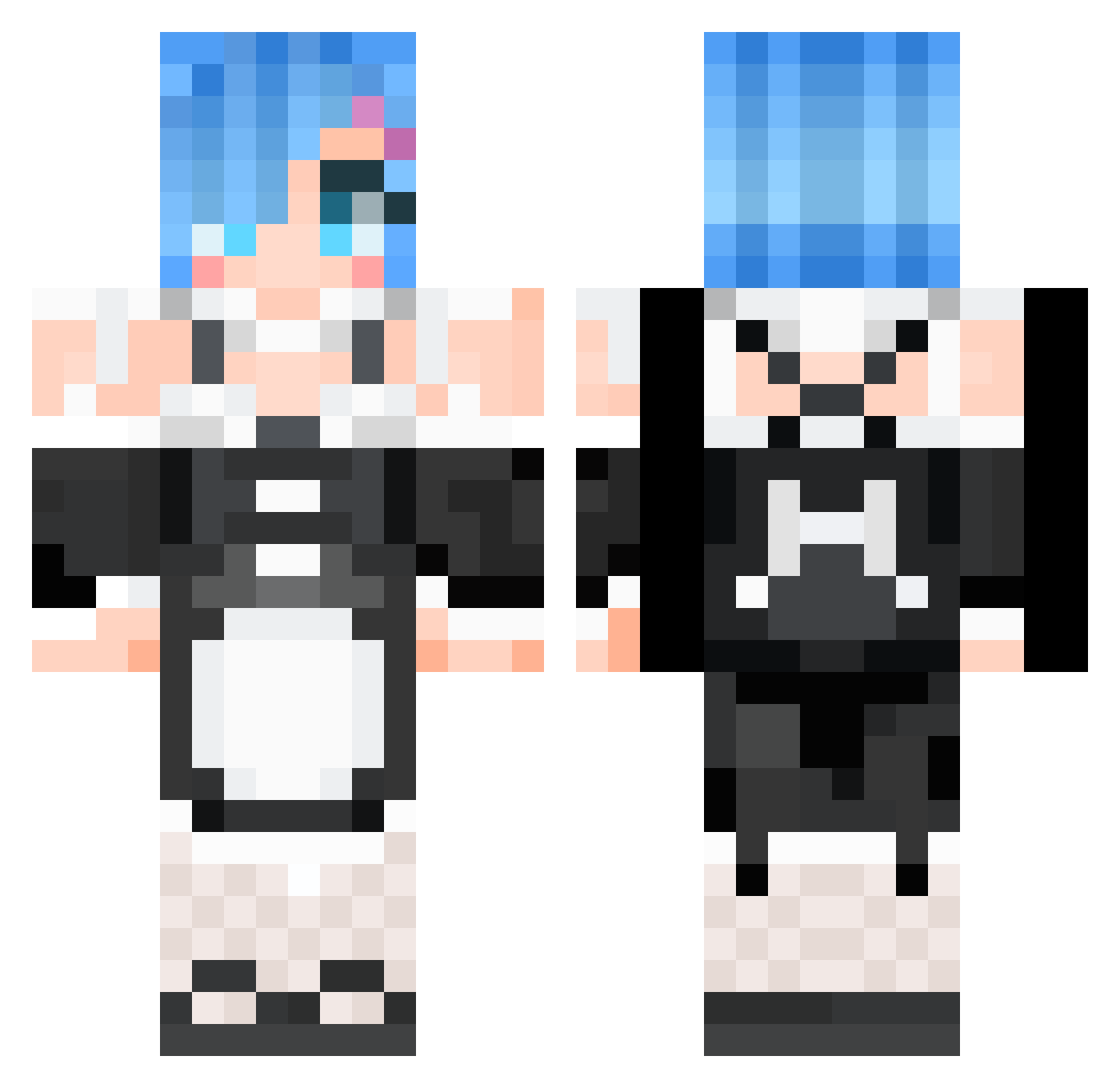 AlanXandra Minecraft skin, front and back view