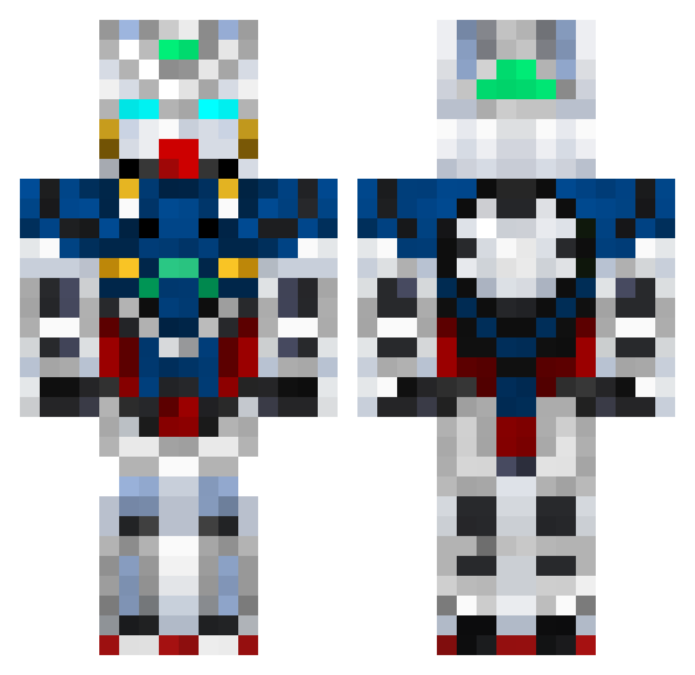 BreakBricks Minecraft skin, front and back view