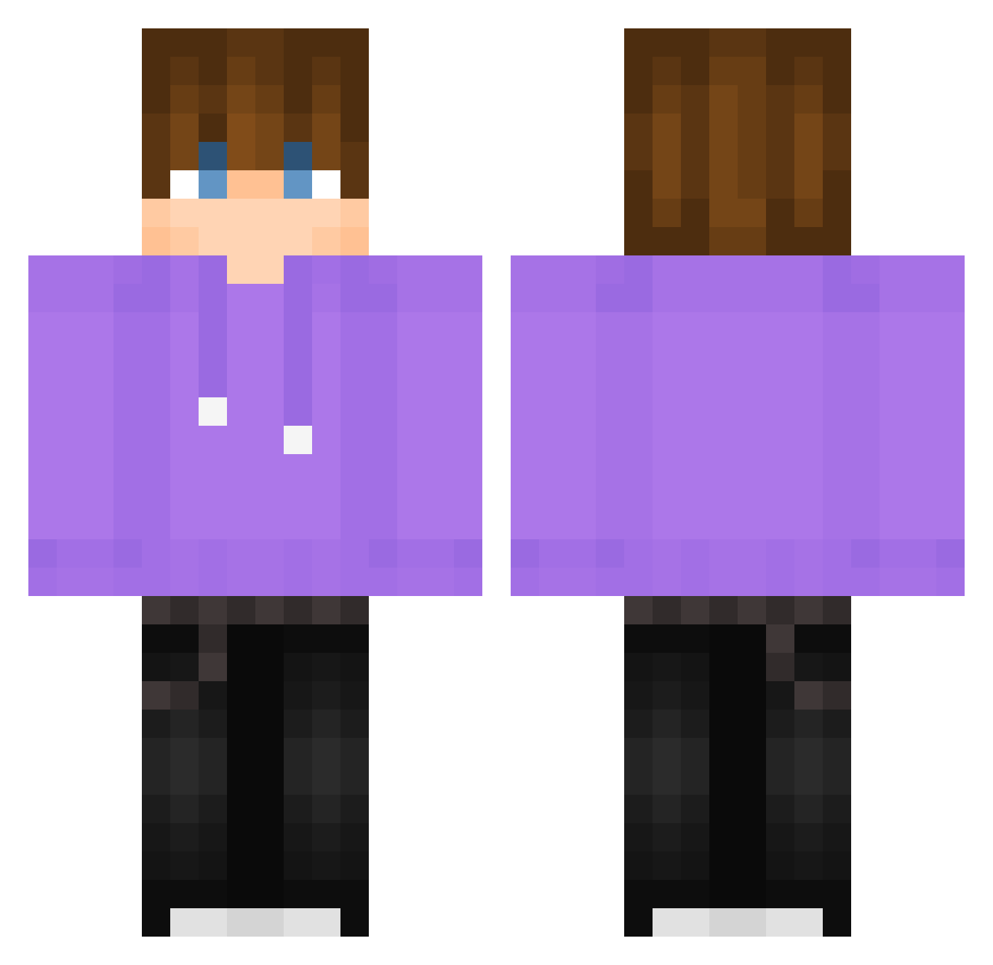 Zynphix Minecraft skin, front and back view