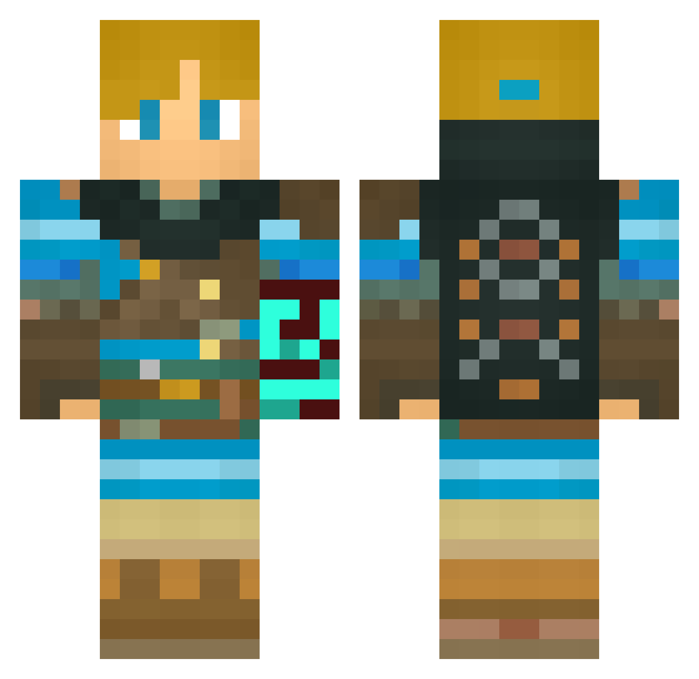 stevethepea Minecraft skin, front and back view