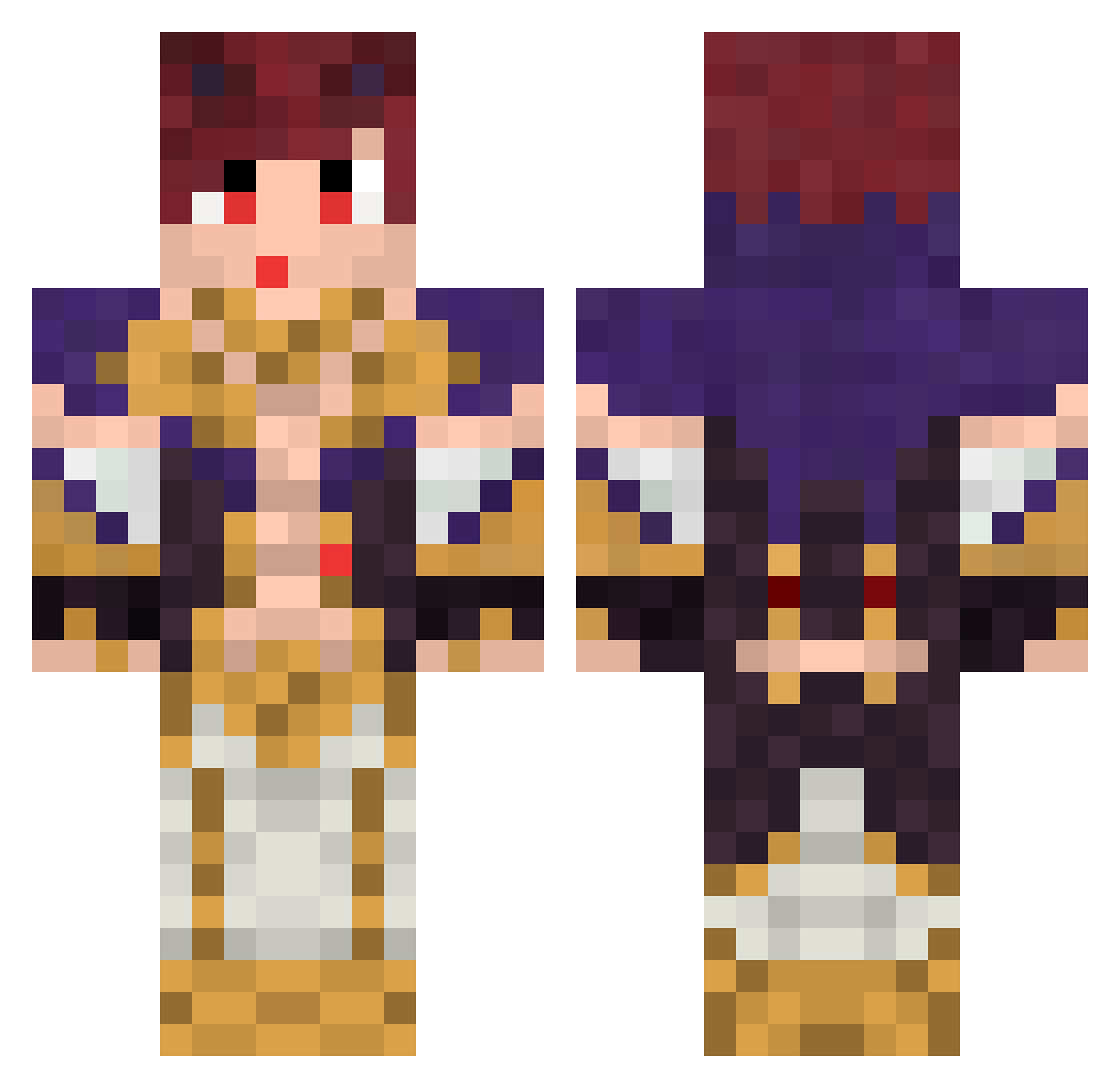 Dokvince Minecraft skin, front and back view