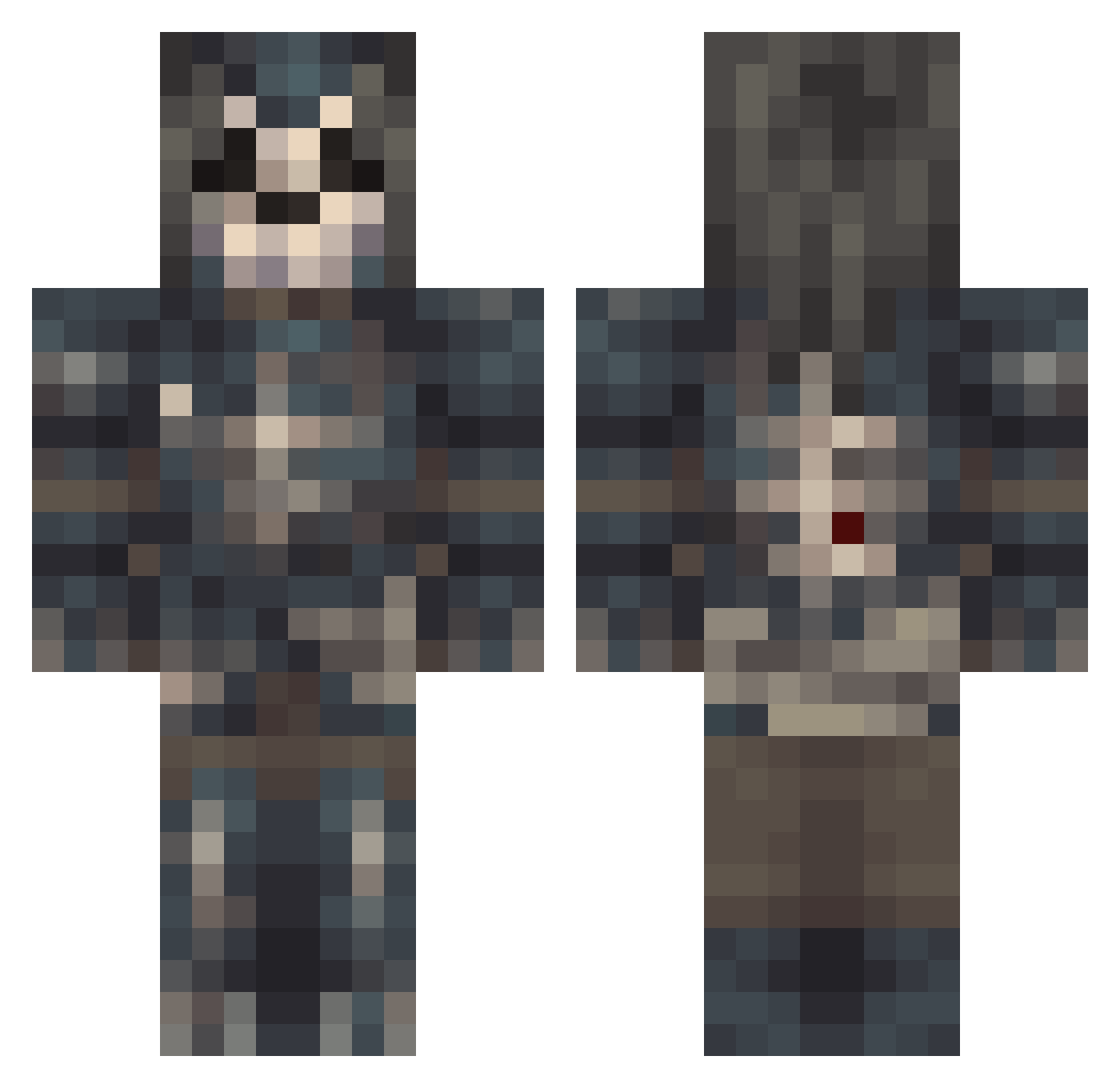 DiosFreghost Minecraft skin, front and back view