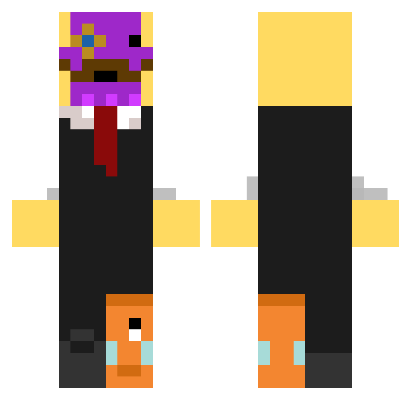 Alipro3142 Minecraft skin, front and back view