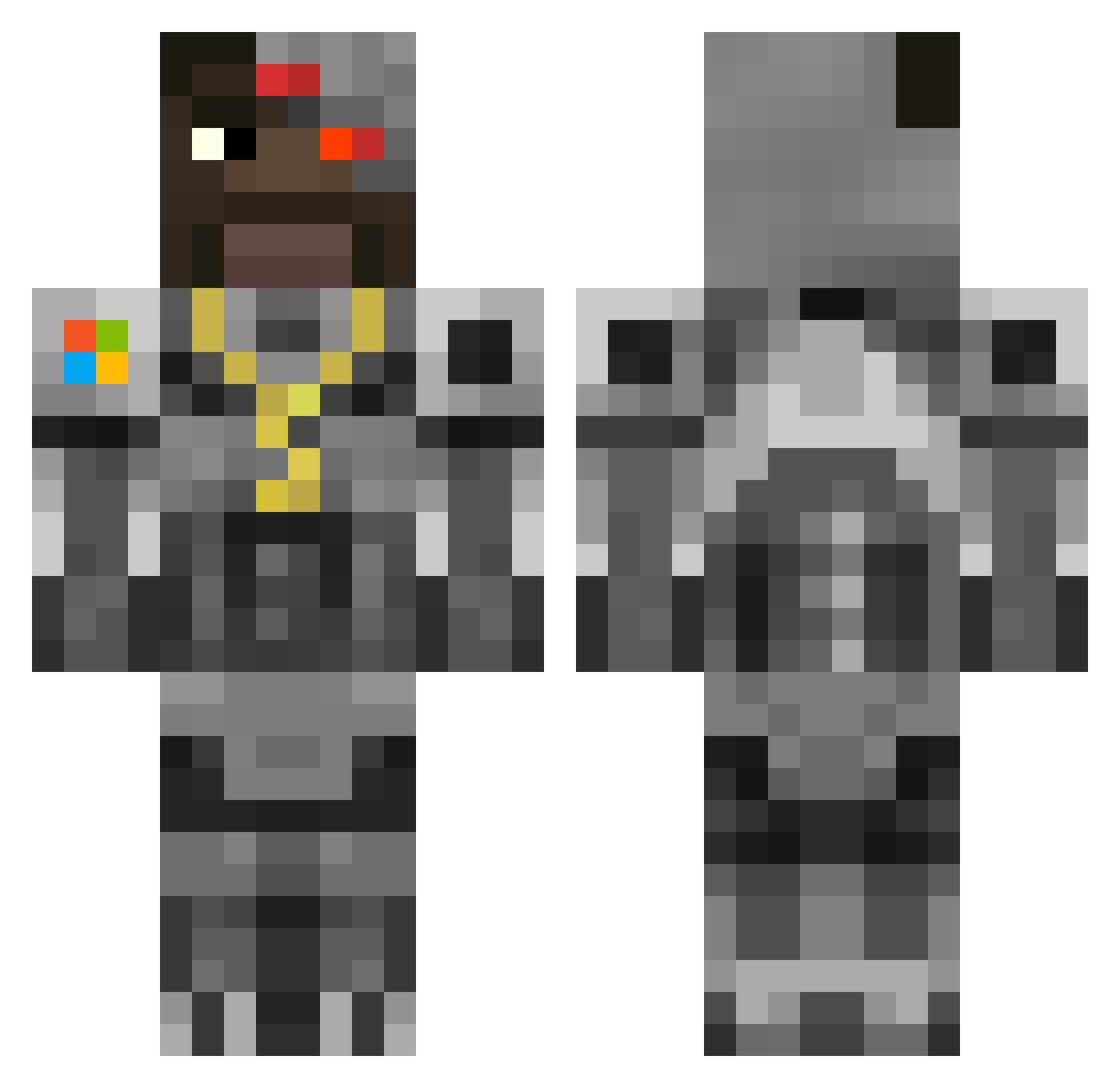 MrMozelt Minecraft skin, front and back view