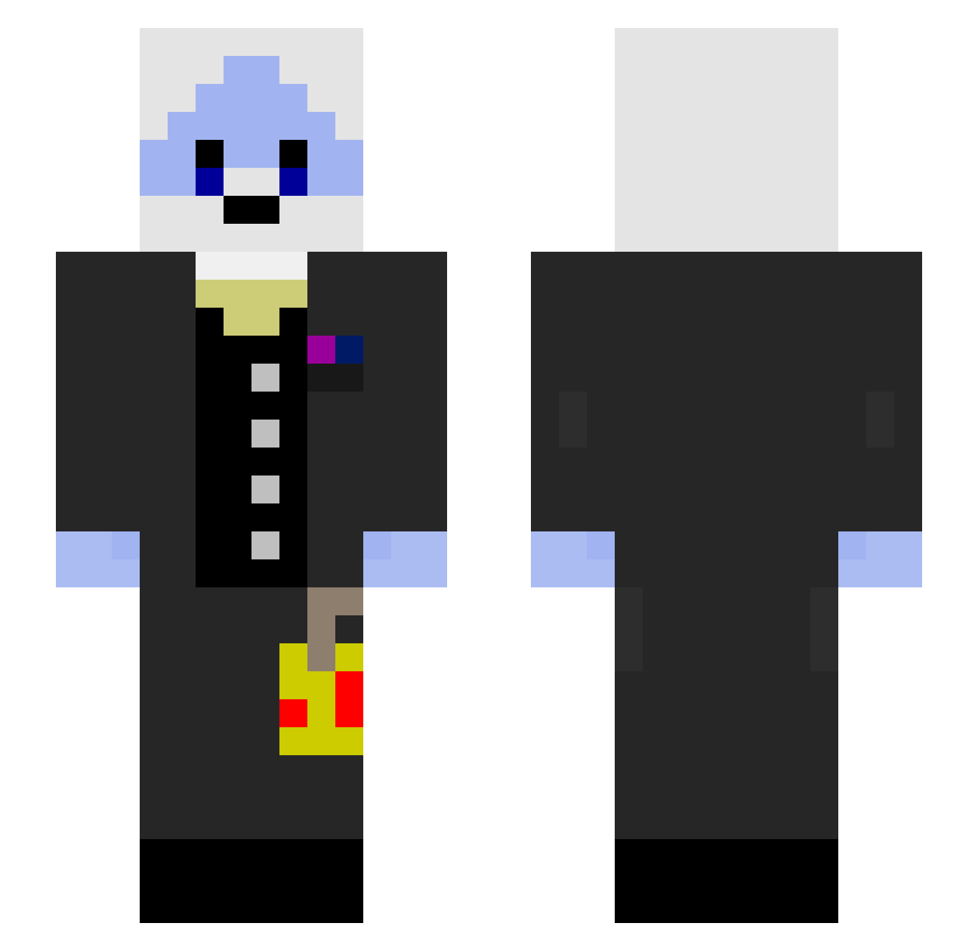RealIceKing Minecraft skin, front and back view