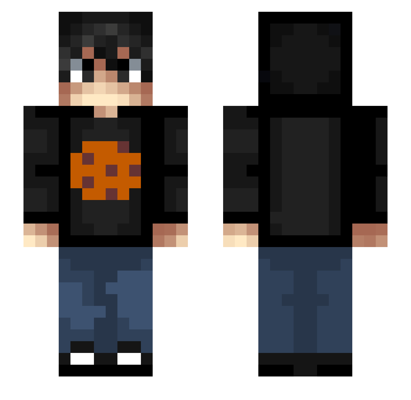 Zw0Na Minecraft skin, front and back view