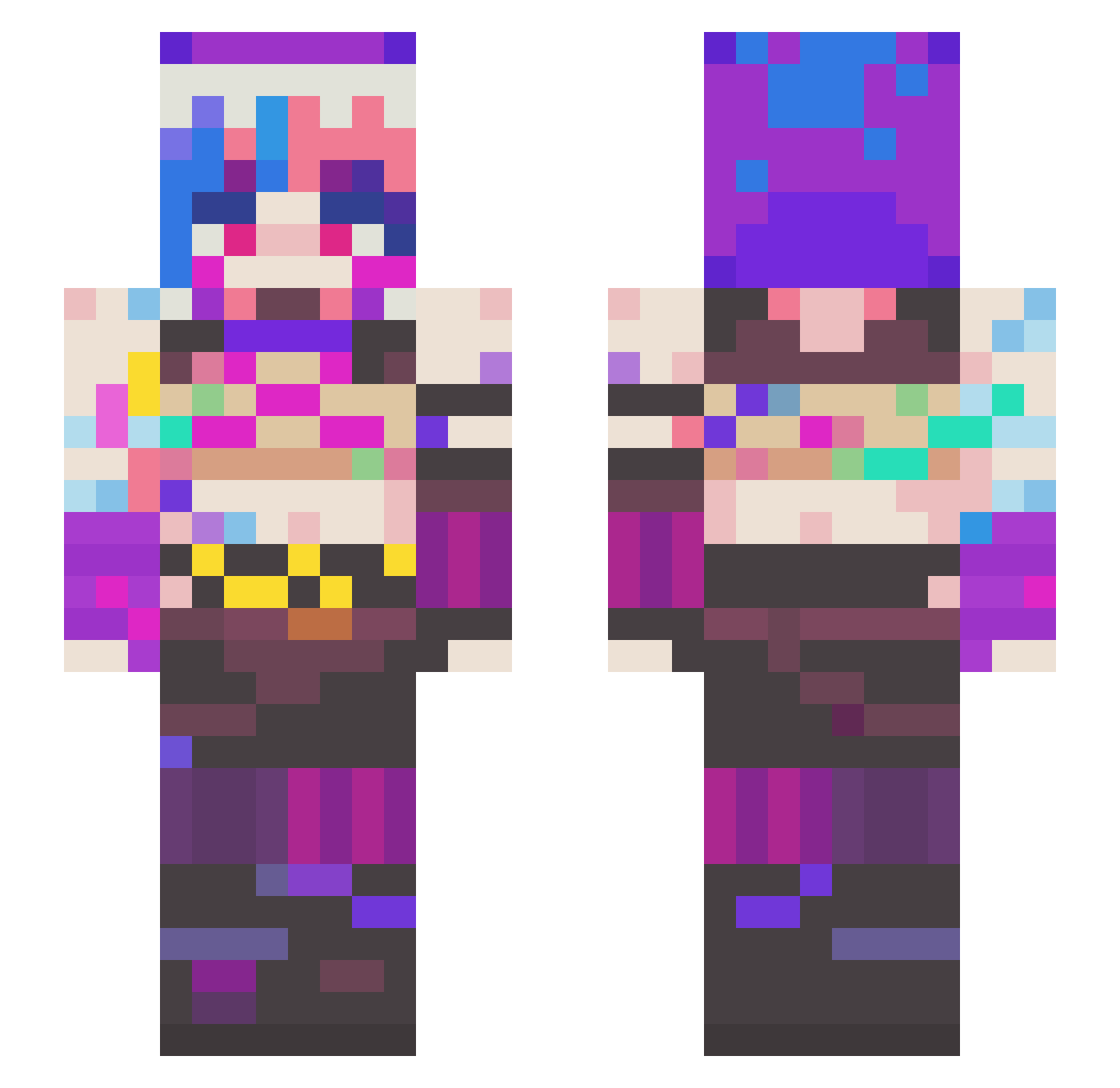 Rubydac_20 Minecraft skin, front and back view