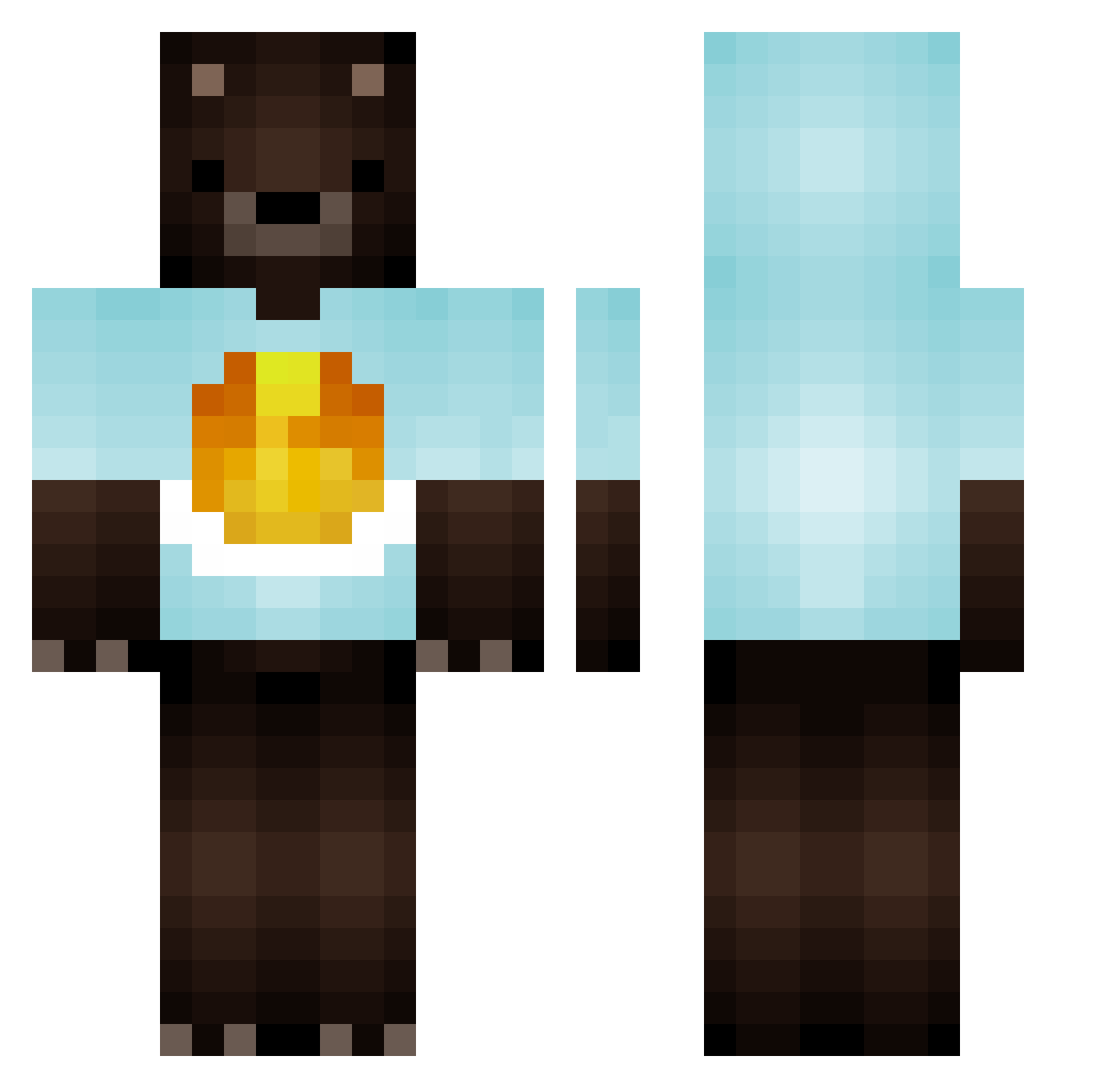 Taskiga Minecraft skin, front and back view