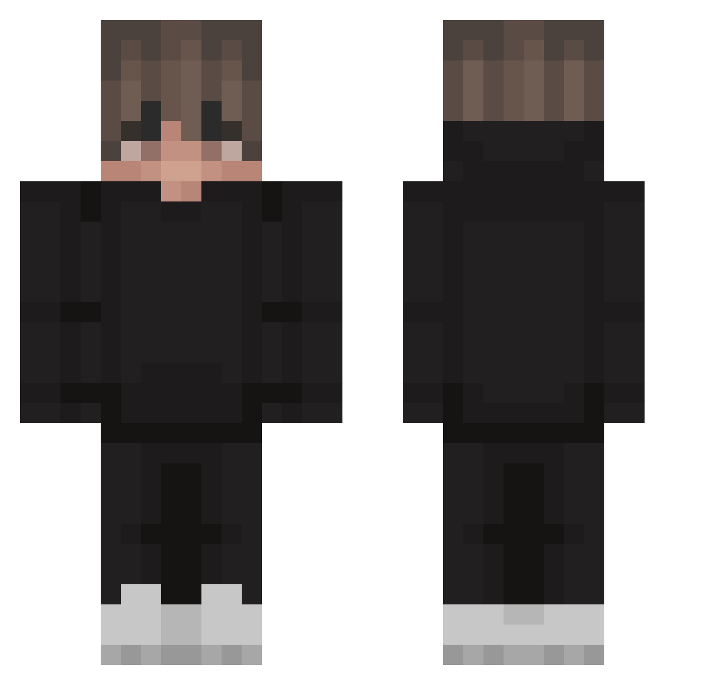SwaxyXVII Minecraft skin, front and back view