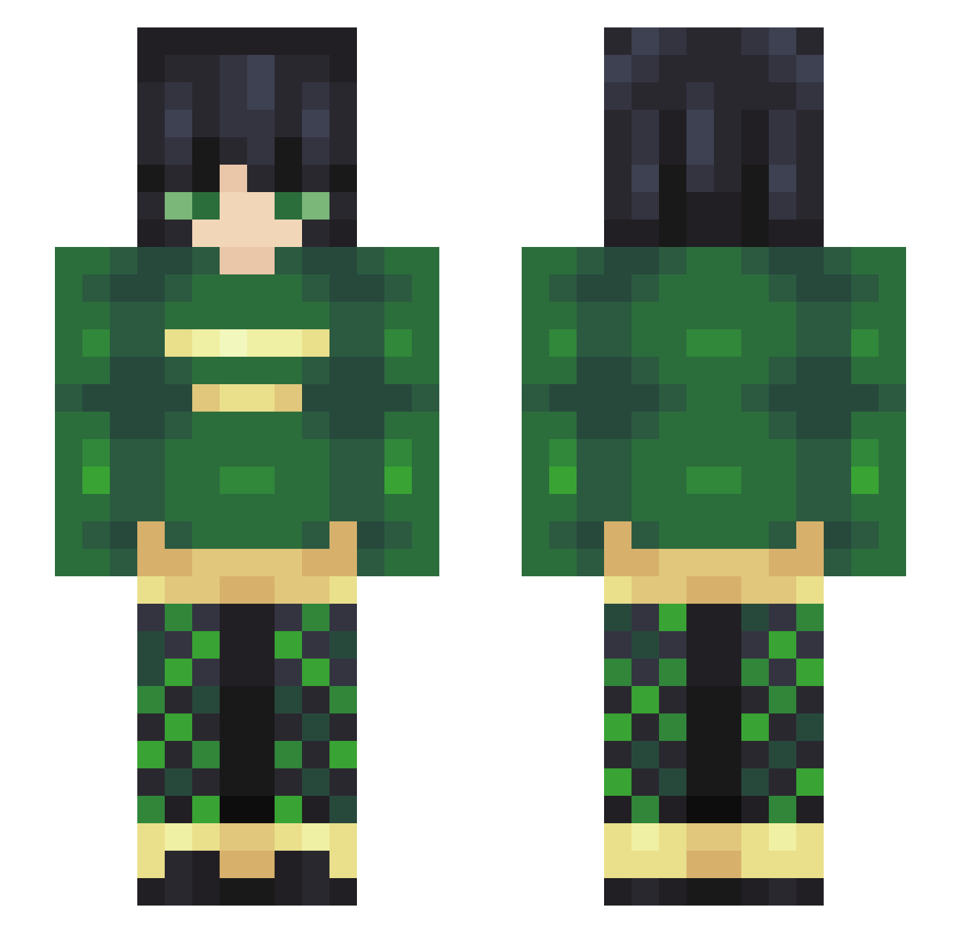 ArturX Minecraft skin, front and back view