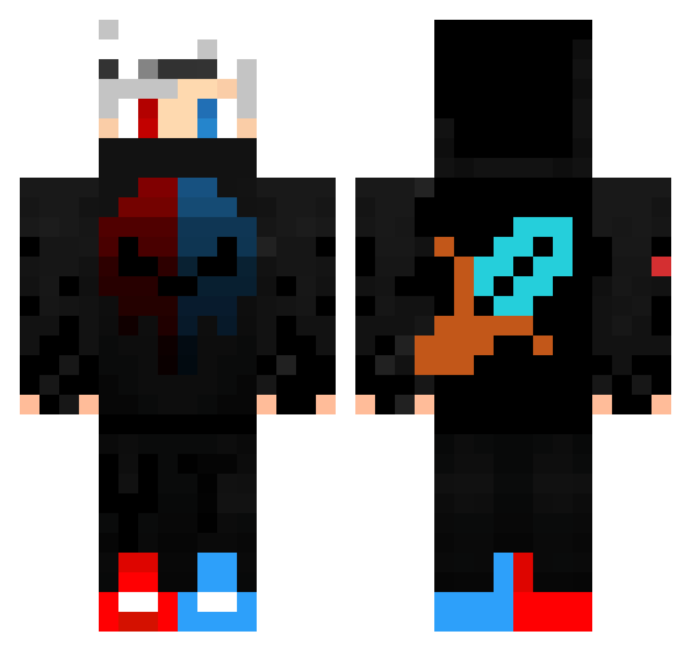 MCDomik Minecraft skin, front and back view