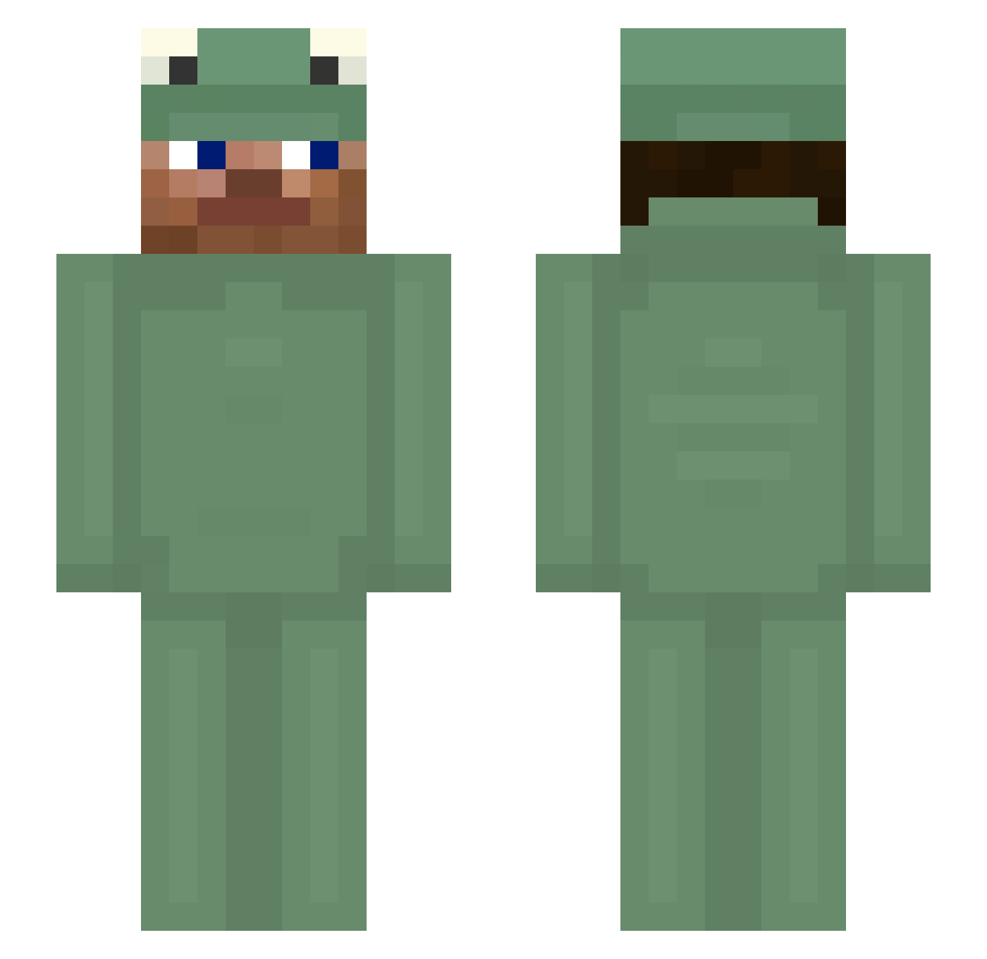 Tqasted Minecraft skin, front and back view