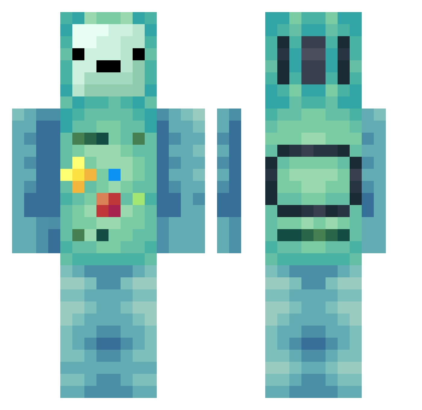 nautiloid Minecraft skin, front and back view