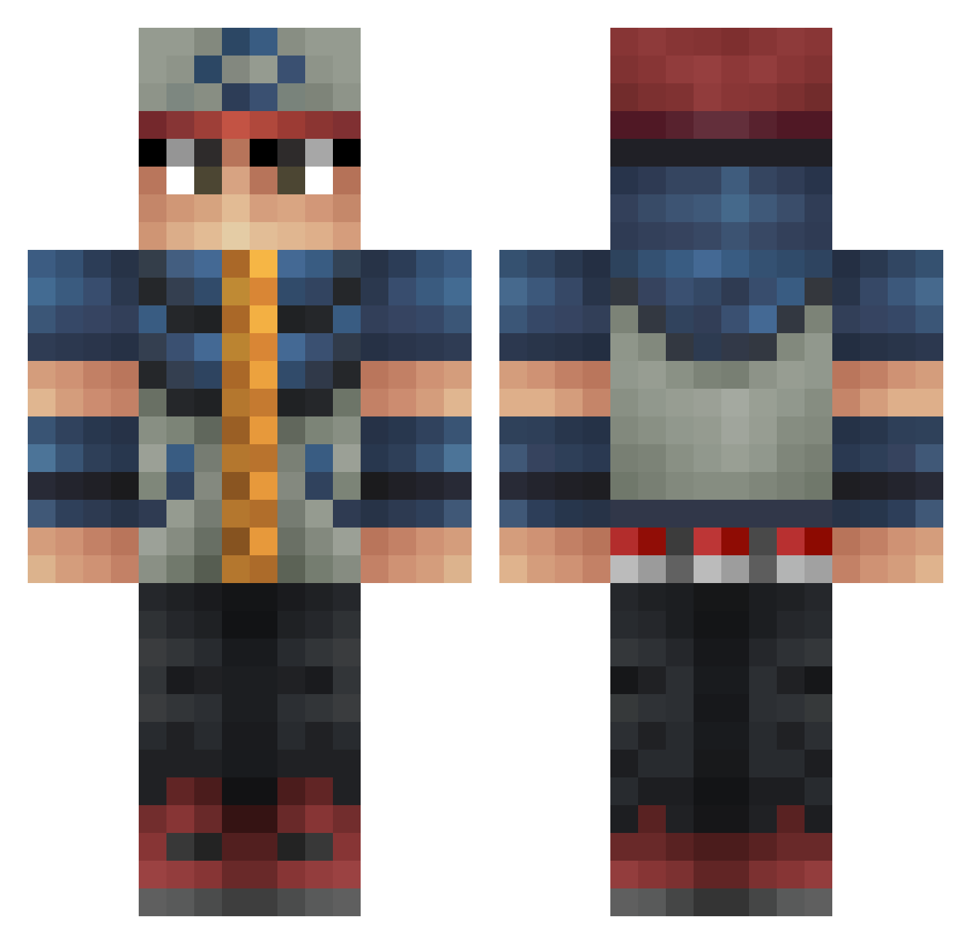 toqqledDNS Minecraft skin, front and back view