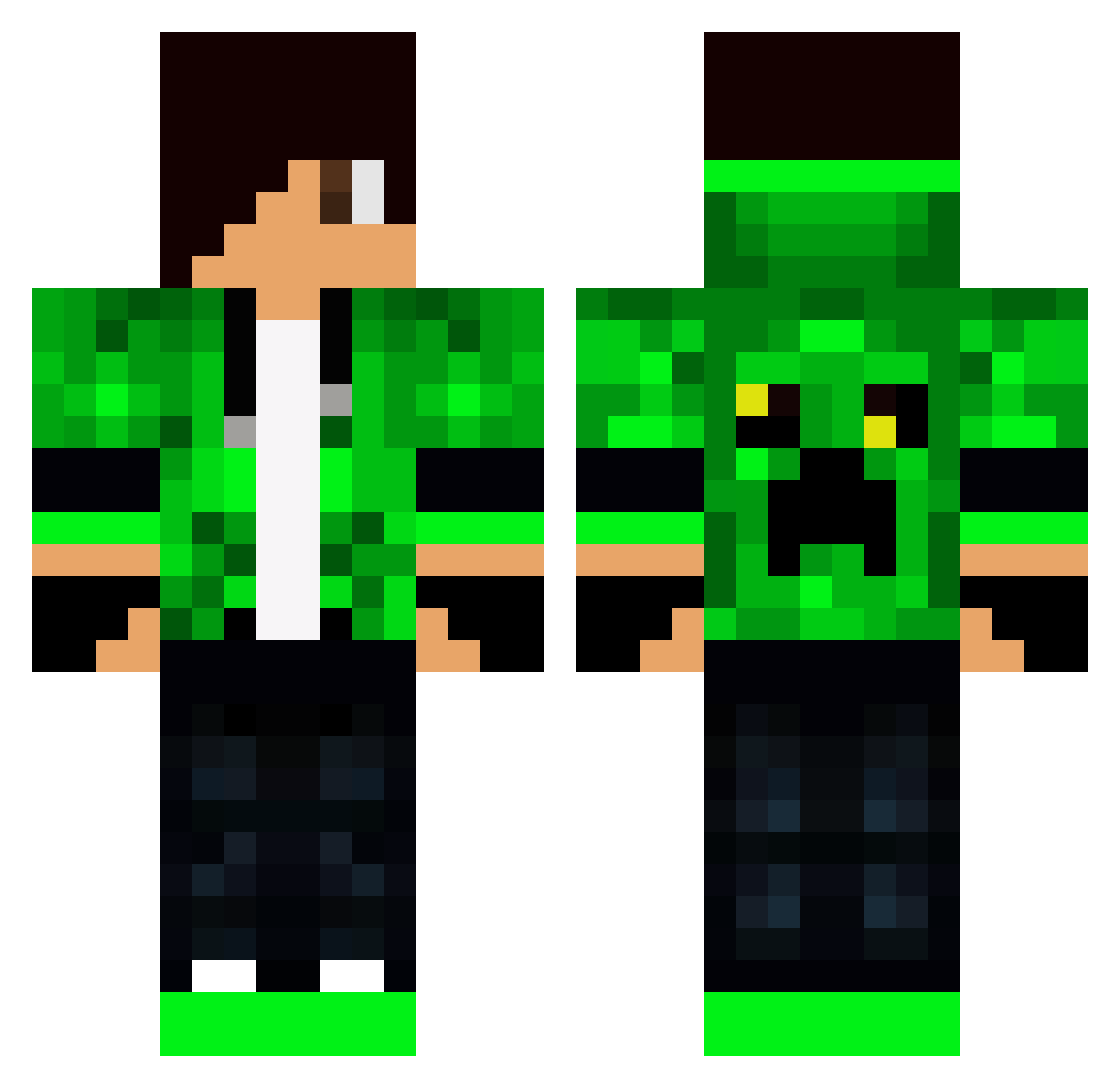 Creepylongbut Minecraft skin, front and back view