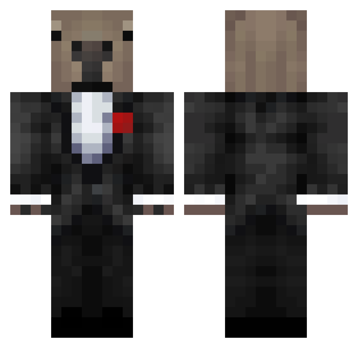 NotAsik Minecraft skin, front and back view