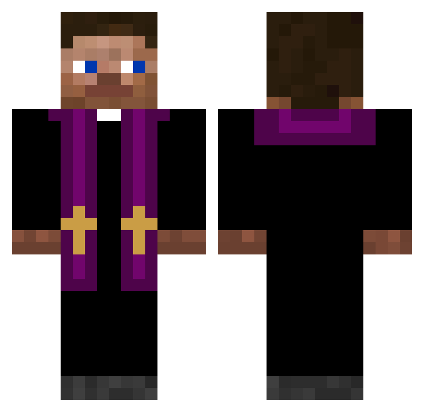 TheGospelGamer Minecraft skin, front and back view