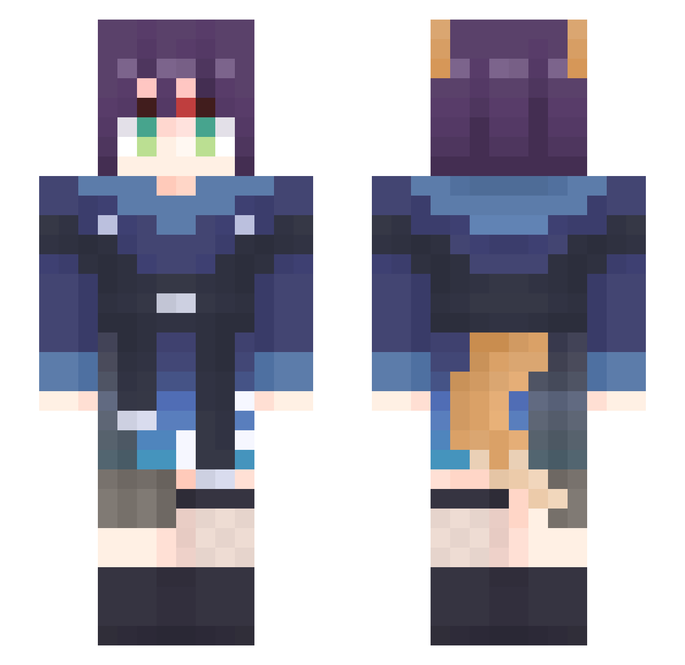 Aki_Channn Minecraft skin, front and back view
