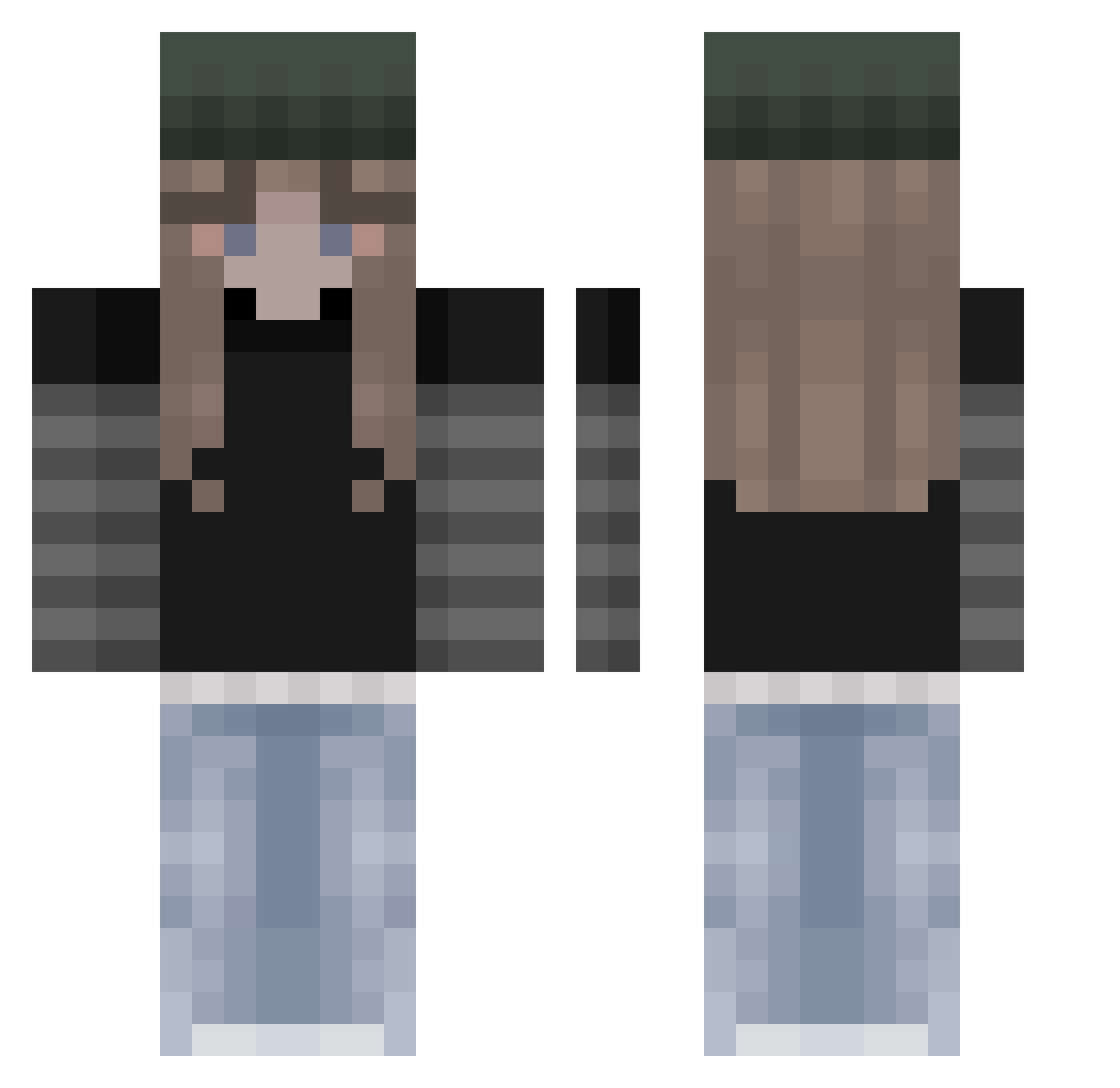 moozeii Minecraft skin, front and back view