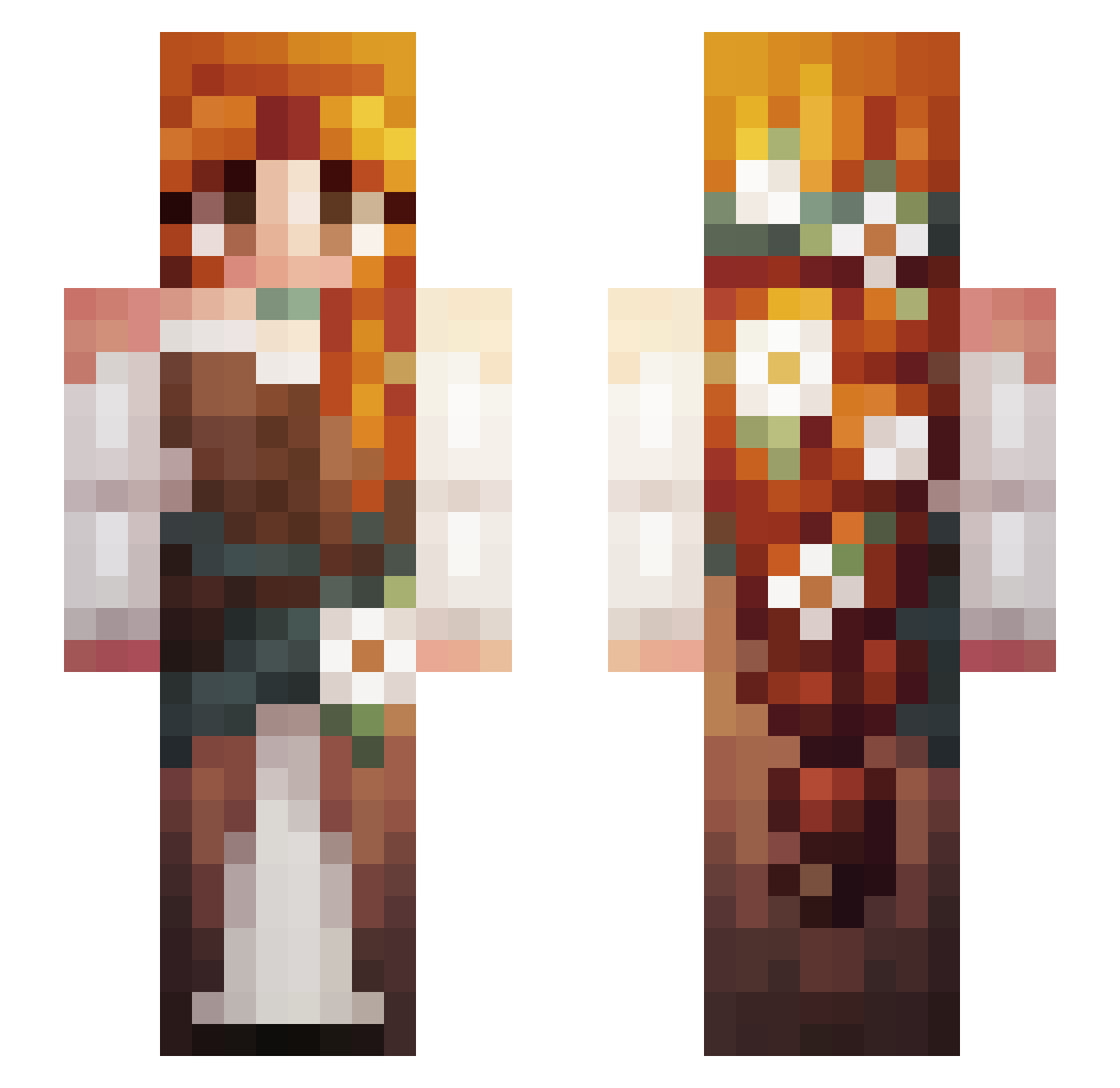 Miux16 Minecraft skin, front and back view