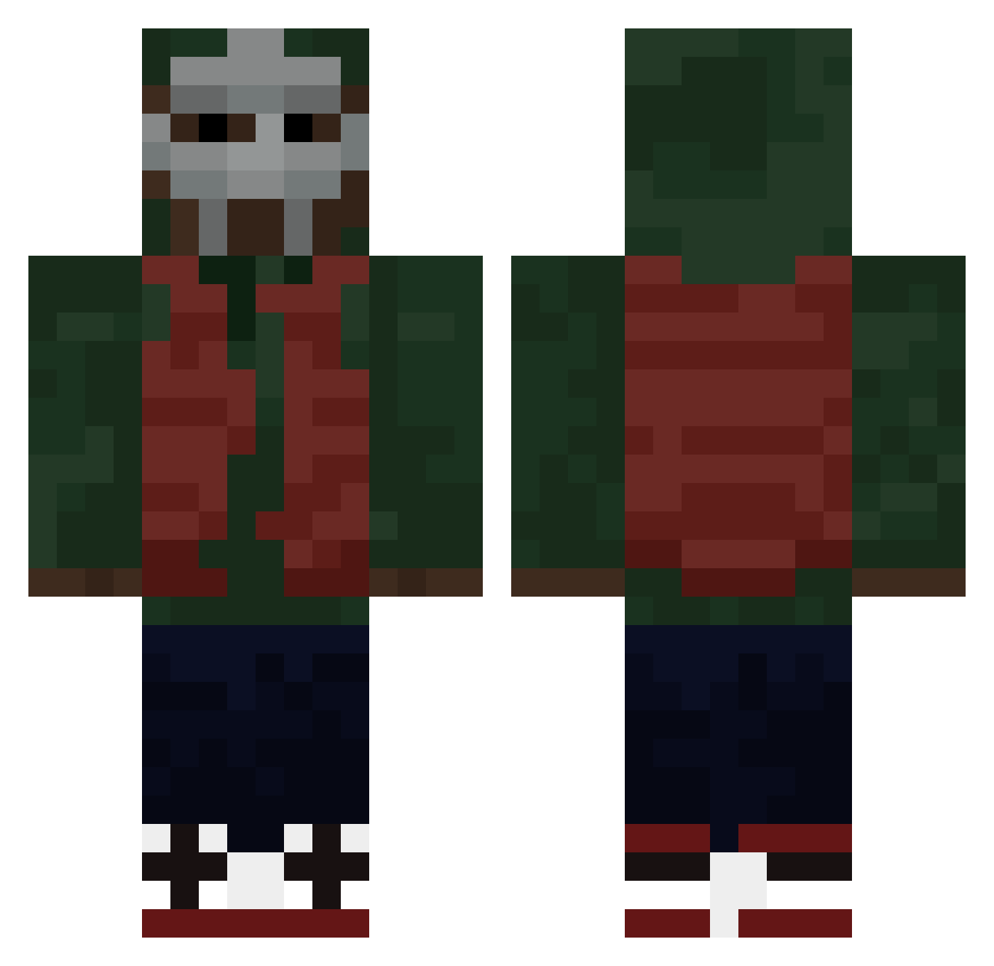 SewageBurger Minecraft skin, front and back view