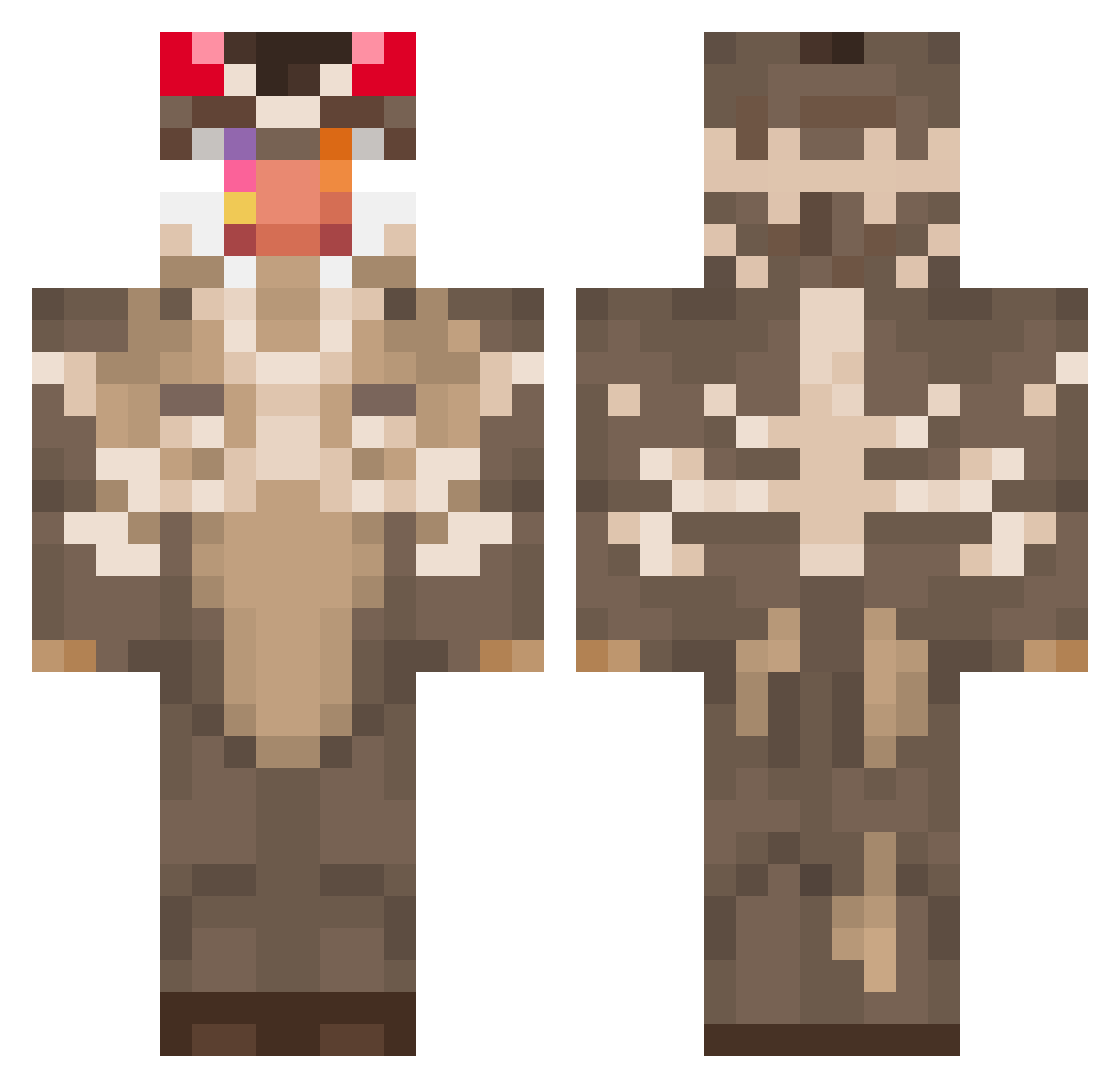DustyTheLion Minecraft skin, front and back view