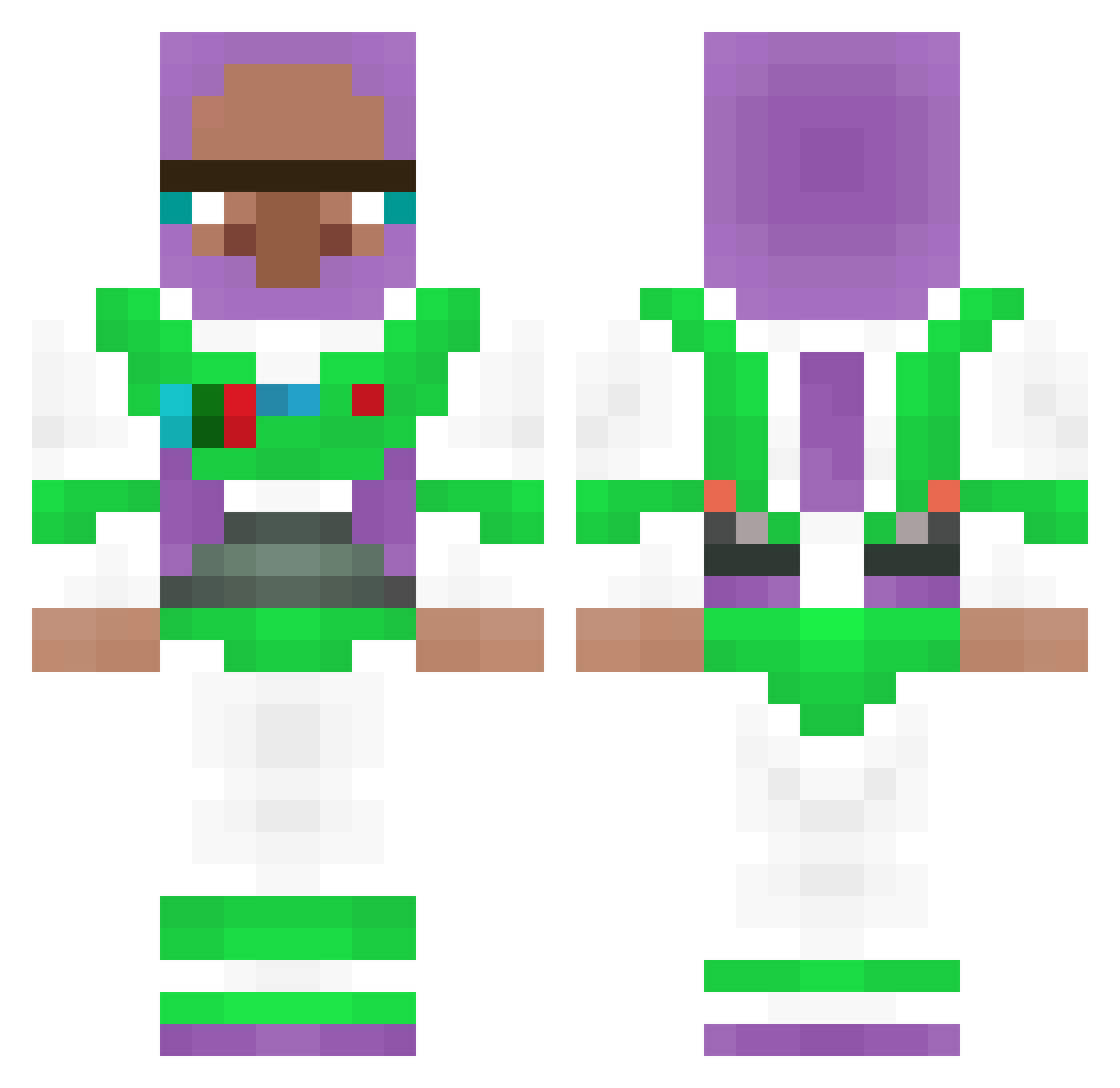 Hyaxo Minecraft skin, front and back view