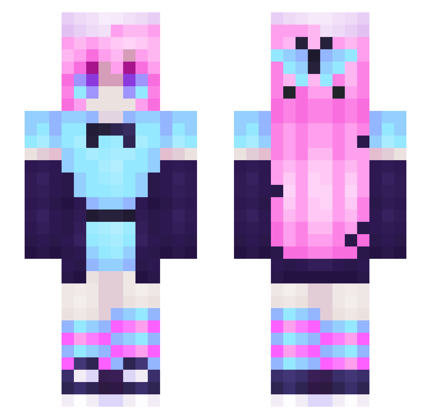TakeUsNow Minecraft skin, front and back view
